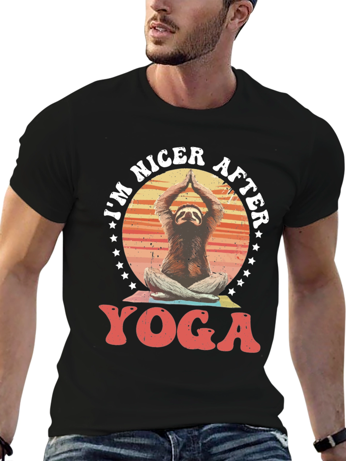 Black Nicer After Yoga Sloth Graphic T-Shirt view 6