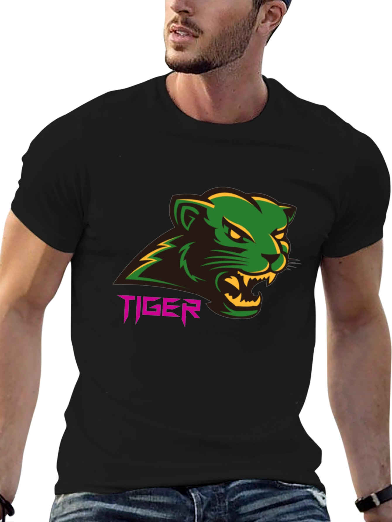 Black Tiger Graphic Tee - Bold Black T-Shirt view 6