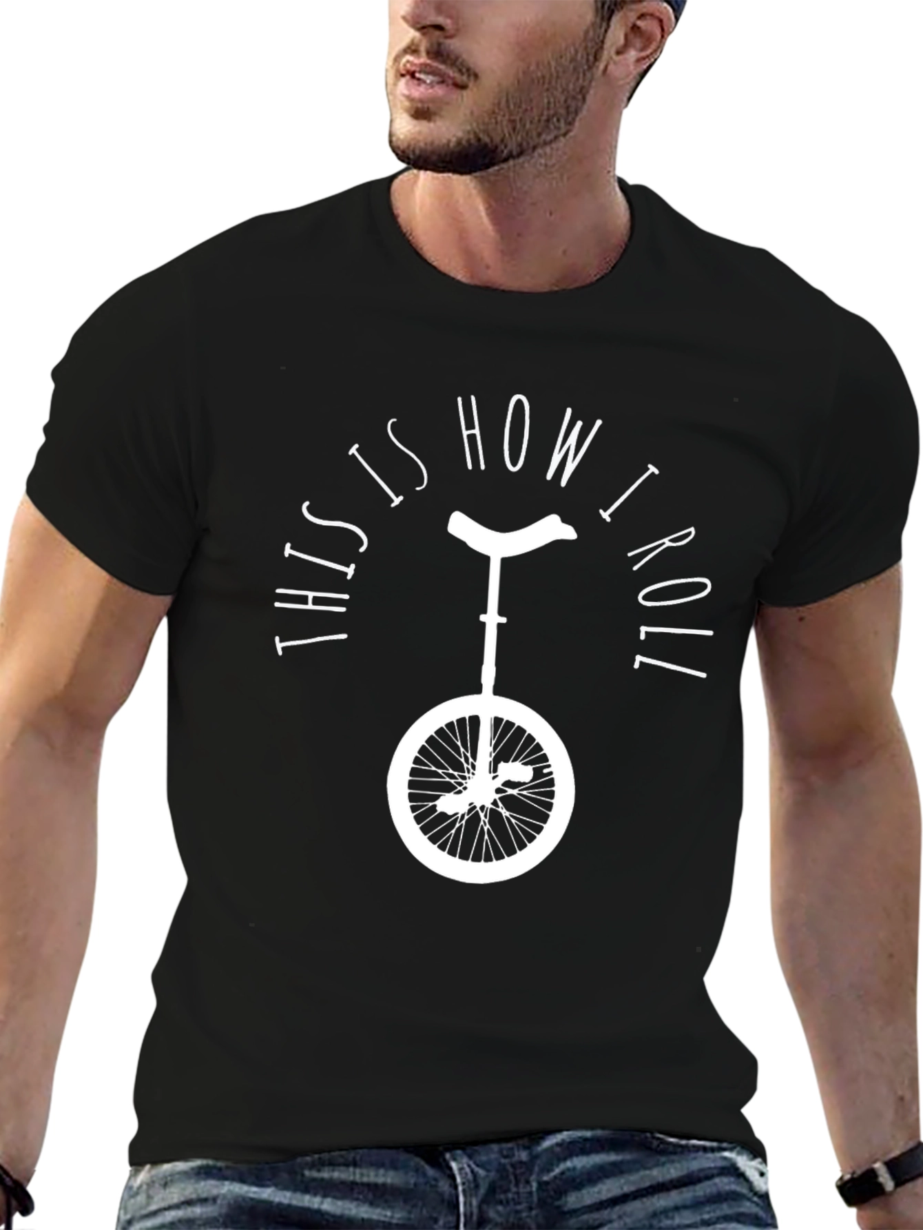 Black This is How I Roll Unicycle Graphic T-Shirt view 6