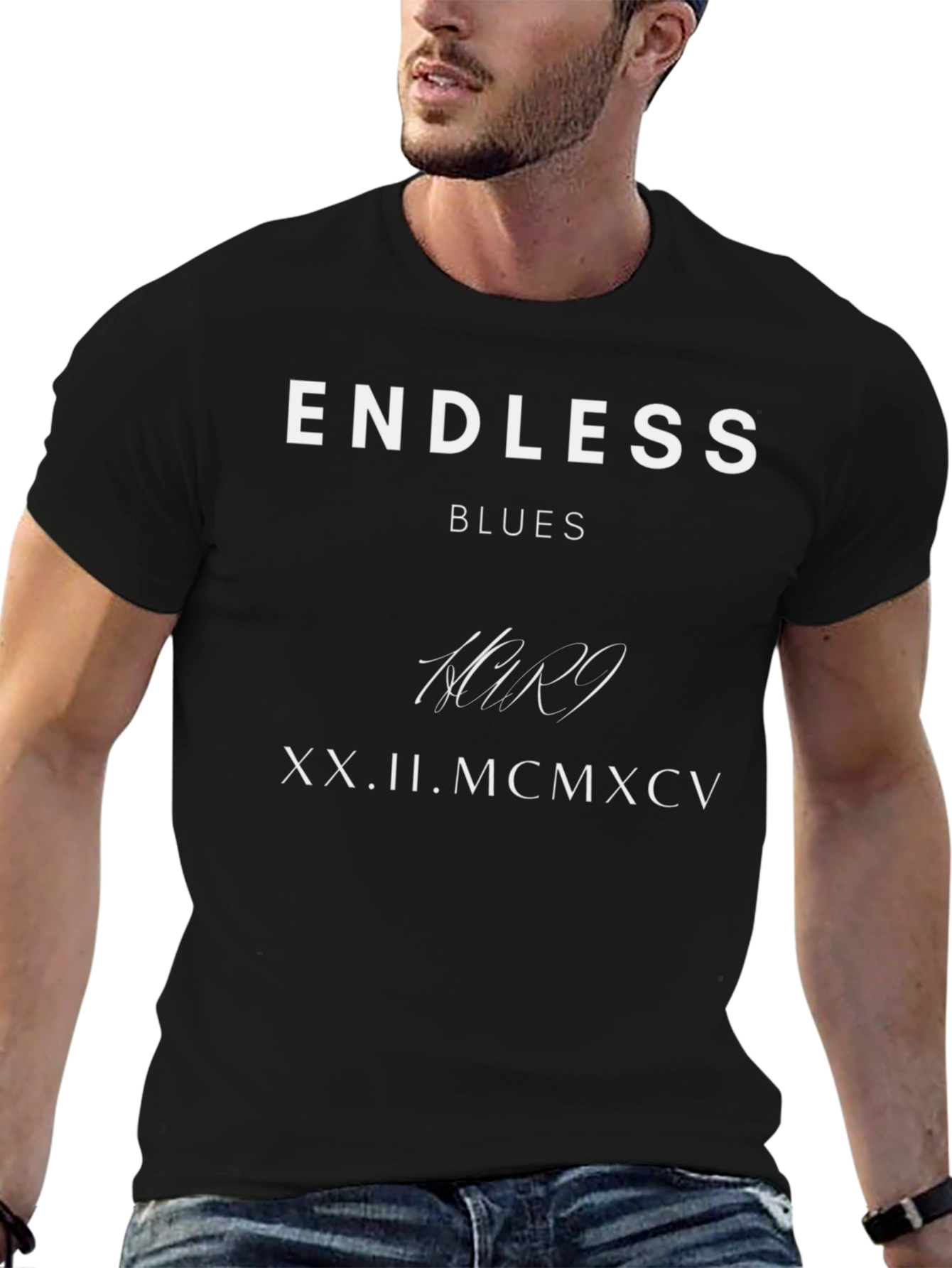 Black Endless Blues Graphic Tee - Unisex Black T-Shirt view 6