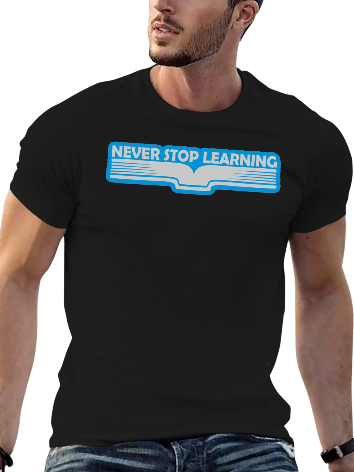 Black Never Stop Learning Graphic Tee view 6