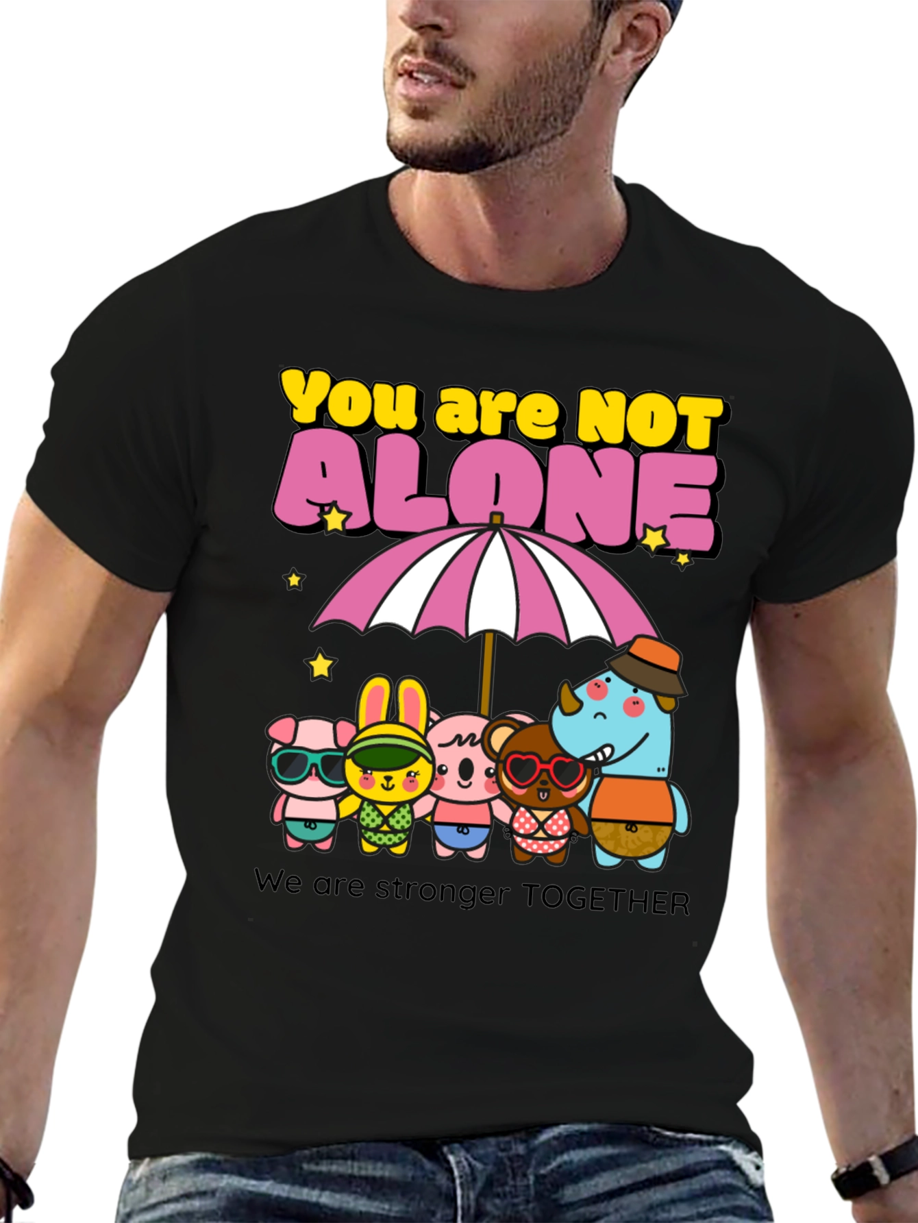 Black You Are Not Alone Graphic Tee view 6
