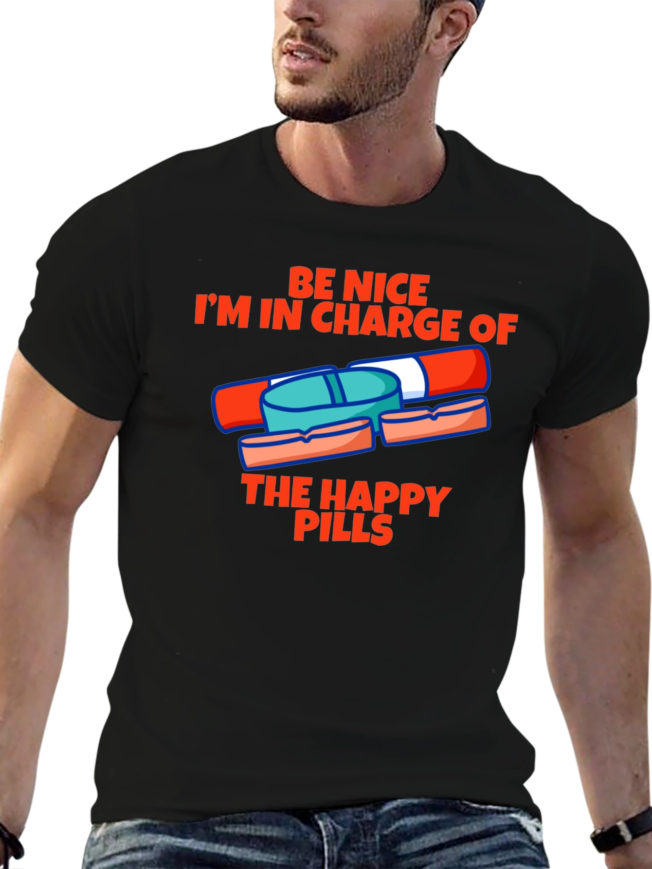 Black Happy Pills Graphic Tee - Be Nice T-Shirt view 6