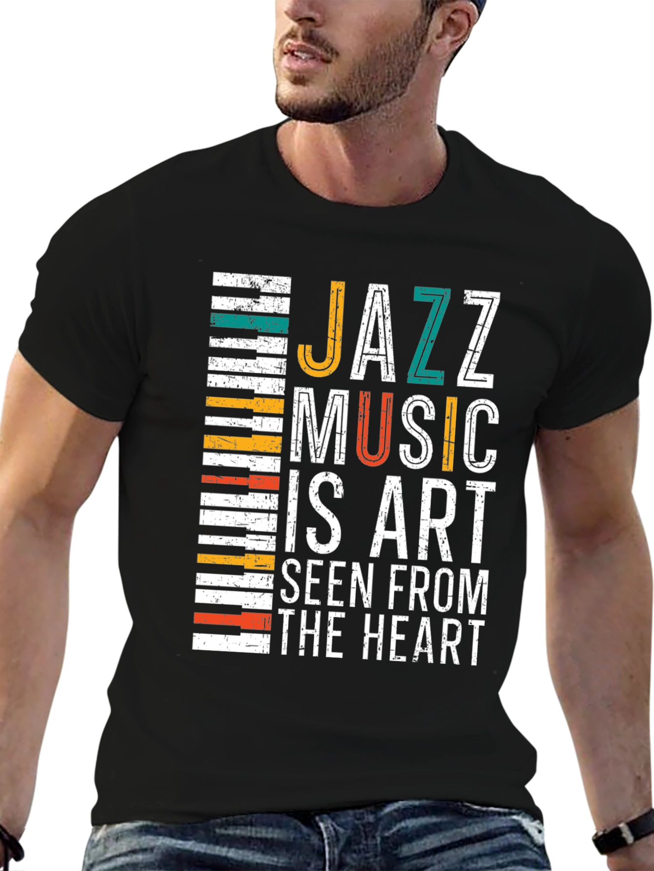 Black Jazz Music Art T-Shirt view 6