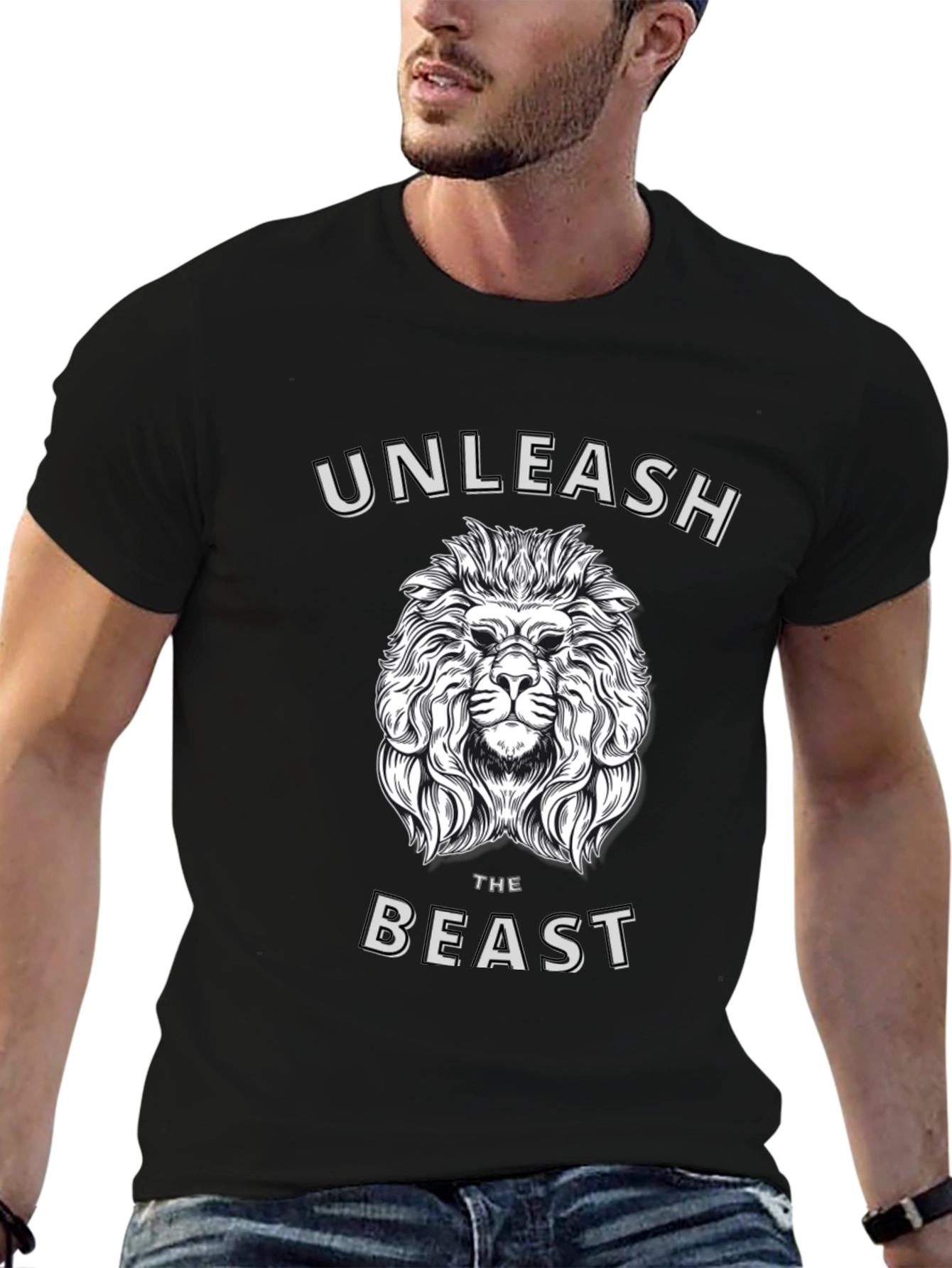 Black Unleash the Beast Lion Graphic T-Shirt - Mens view 6