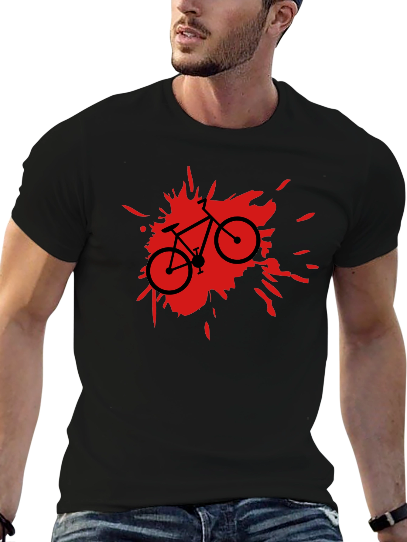 Black Bike Splash Graphic Tee - Cool Casual Wear view 6