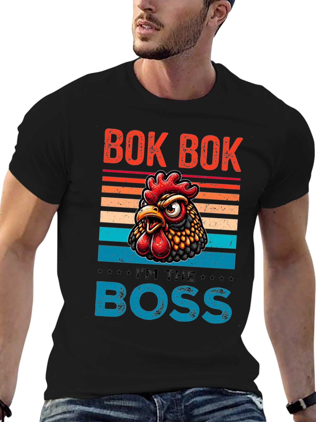 Black Bok Bok I'm the Boss Chicken Graphic Tee view 6
