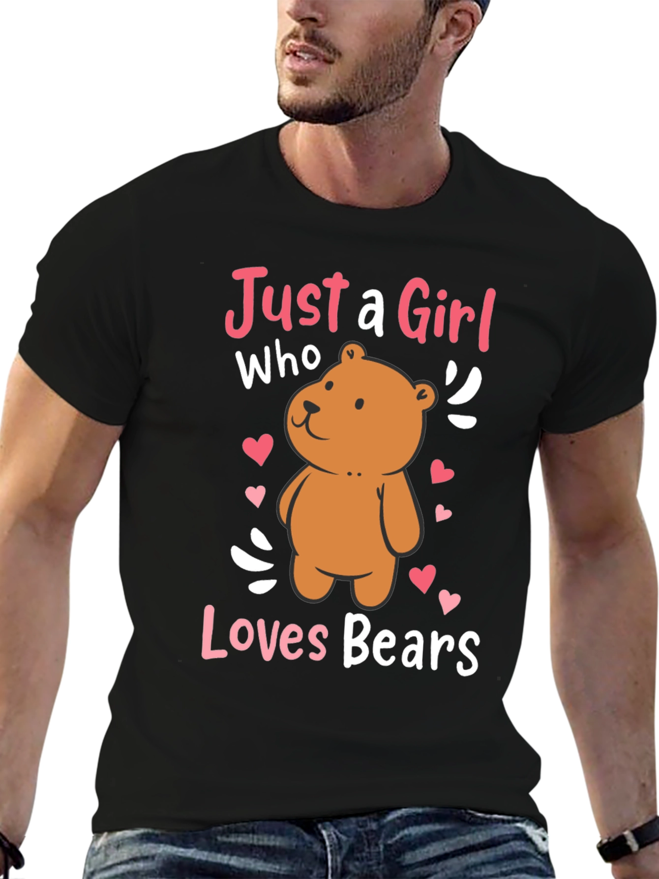 Black Just a Girl Who Loves Bears T-Shirt view 6