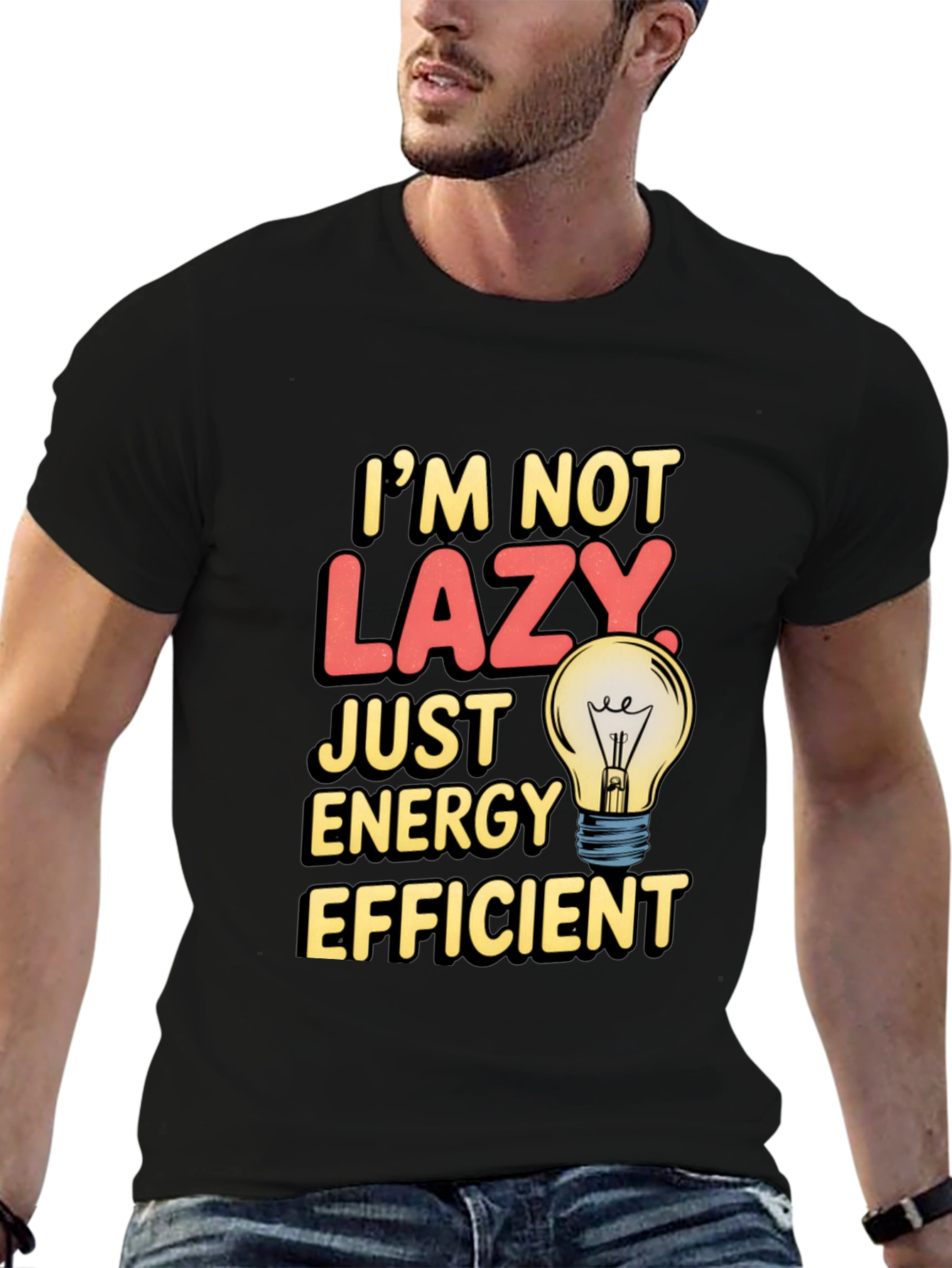 Black Funny Energy Efficient T-Shirt view 6