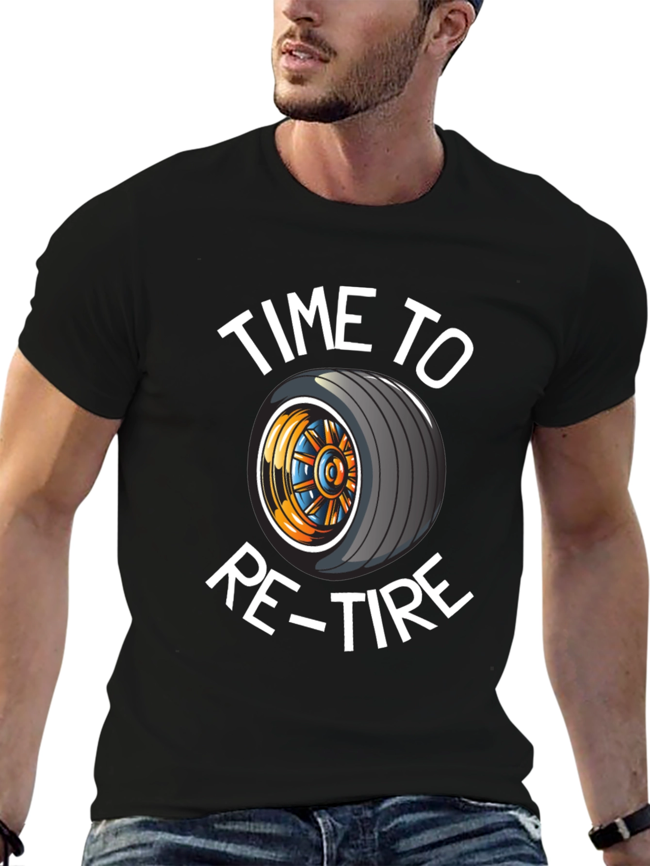 Black Time to Re-tire Black T-Shirt view 6