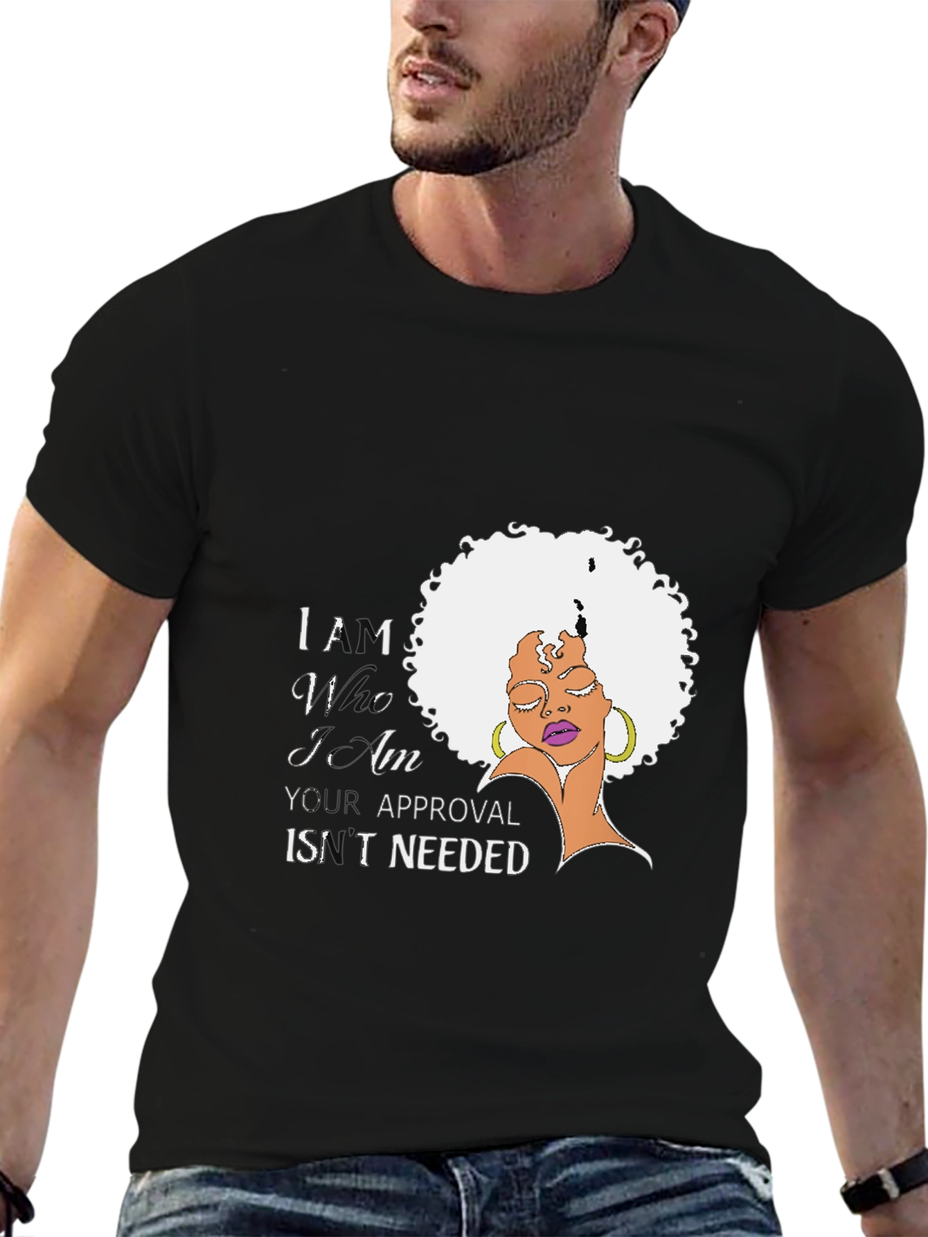 Black Confidence Black T-Shirt - Afro Woman Empowerment view 6