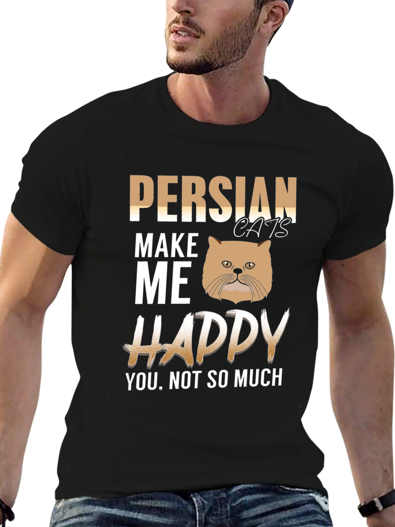 Black Persian Cat Lover T-Shirt - Funny Cat Person Tee view 6