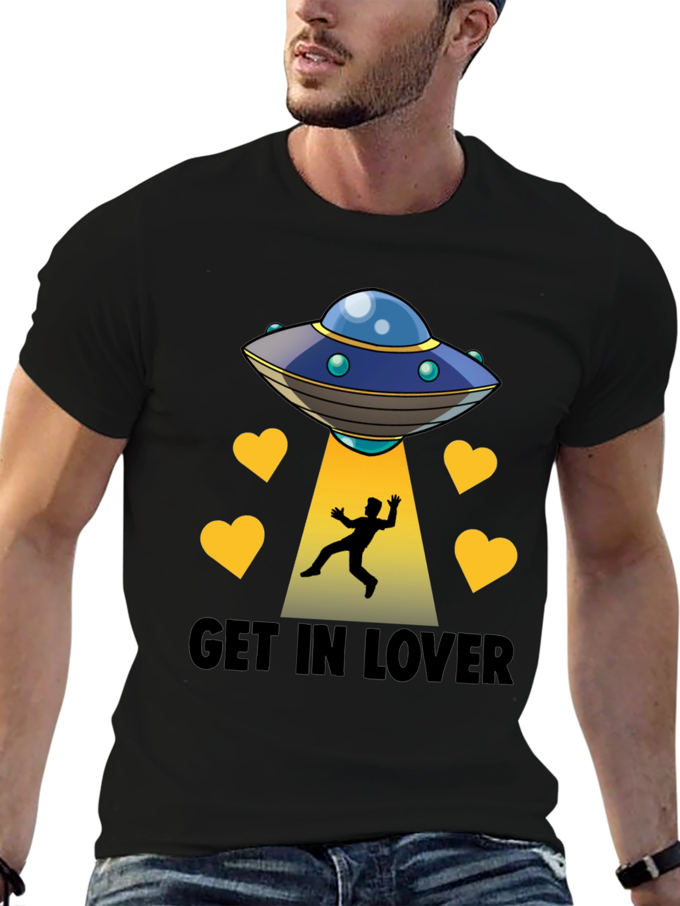 Black Get In Lover UFO Abduction Graphic Tee view 6