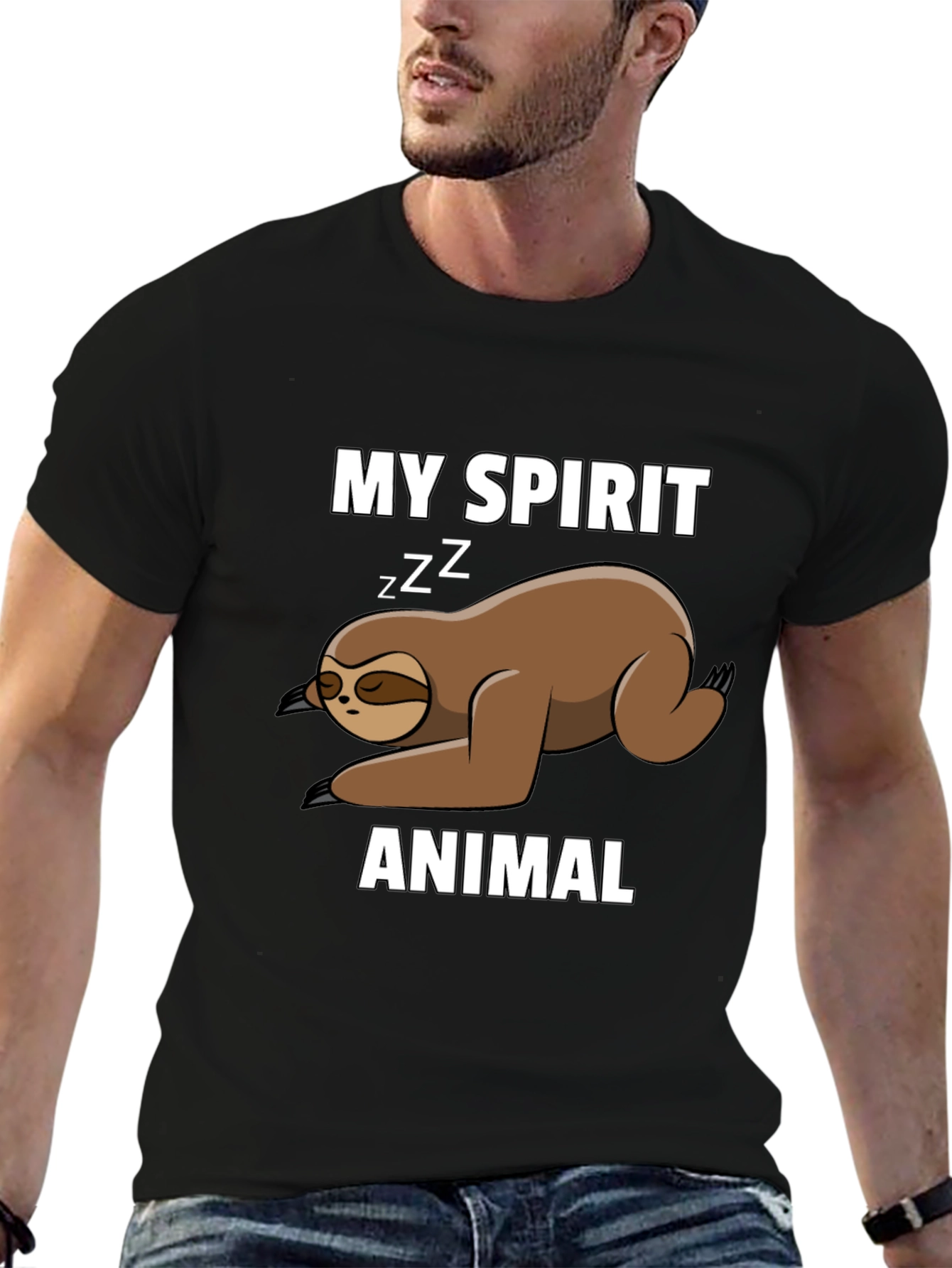 Black My Spirit Animal Sloth T-Shirt view 6