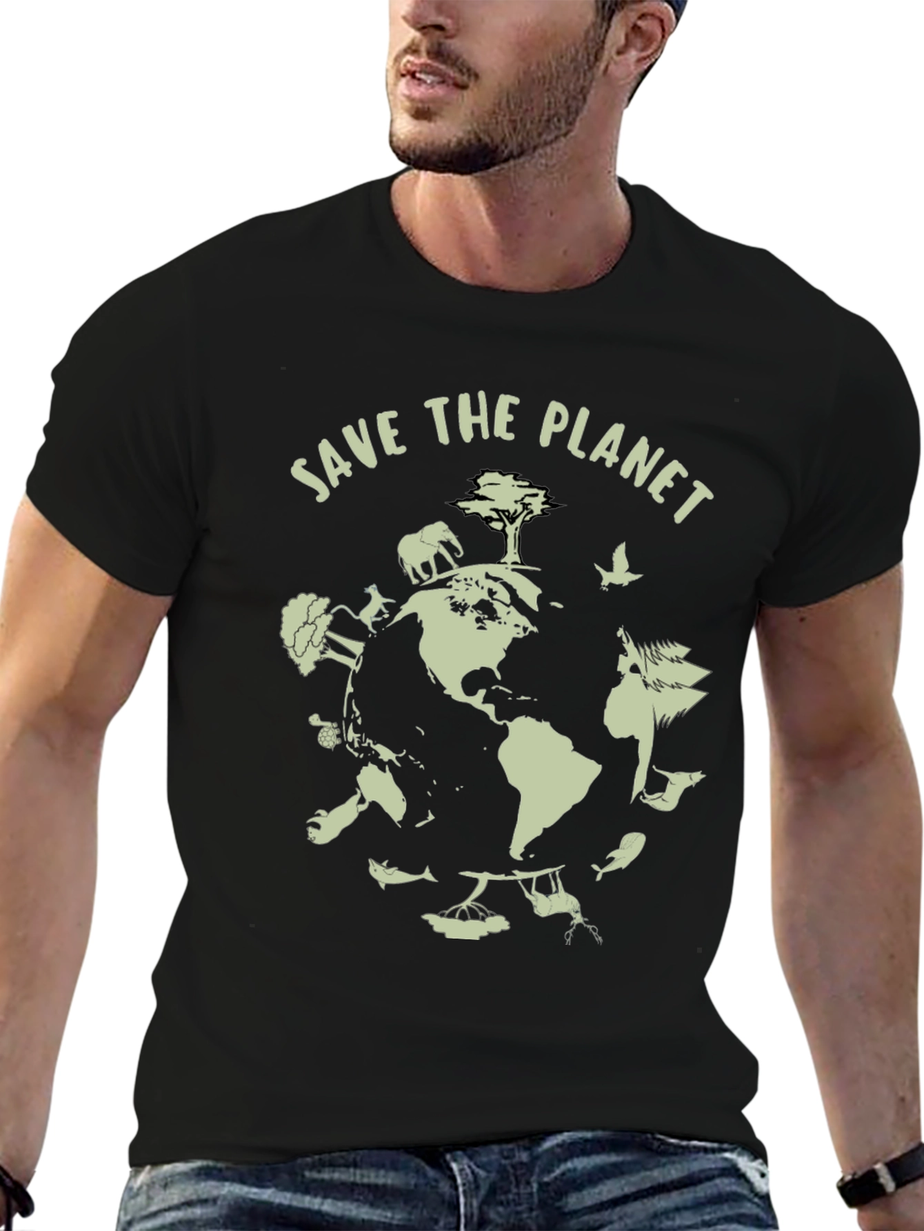 Black Save the Planet Graphic T-Shirt view 6