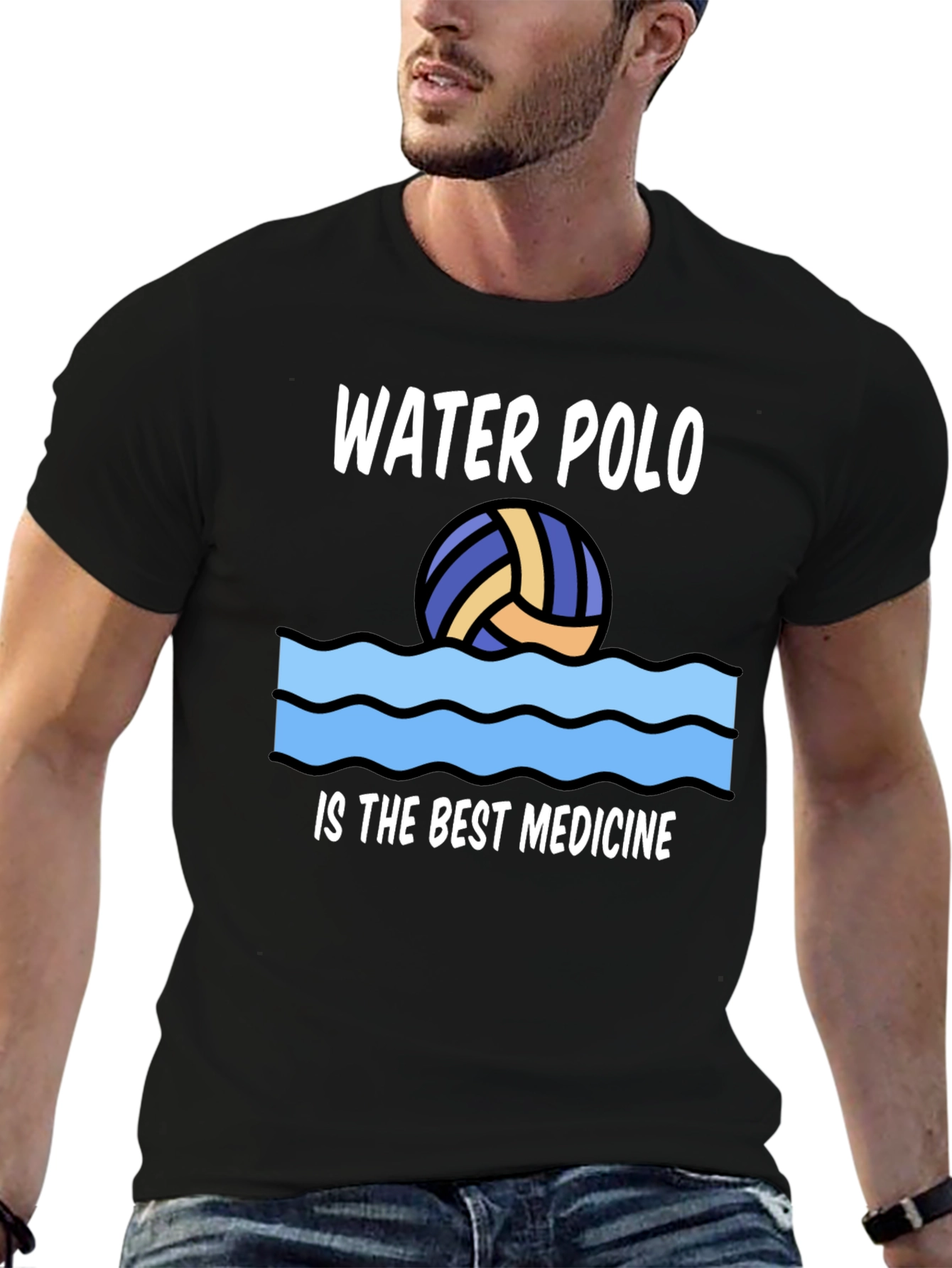 Black Water Polo Best Medicine Graphic T-Shirt view 6