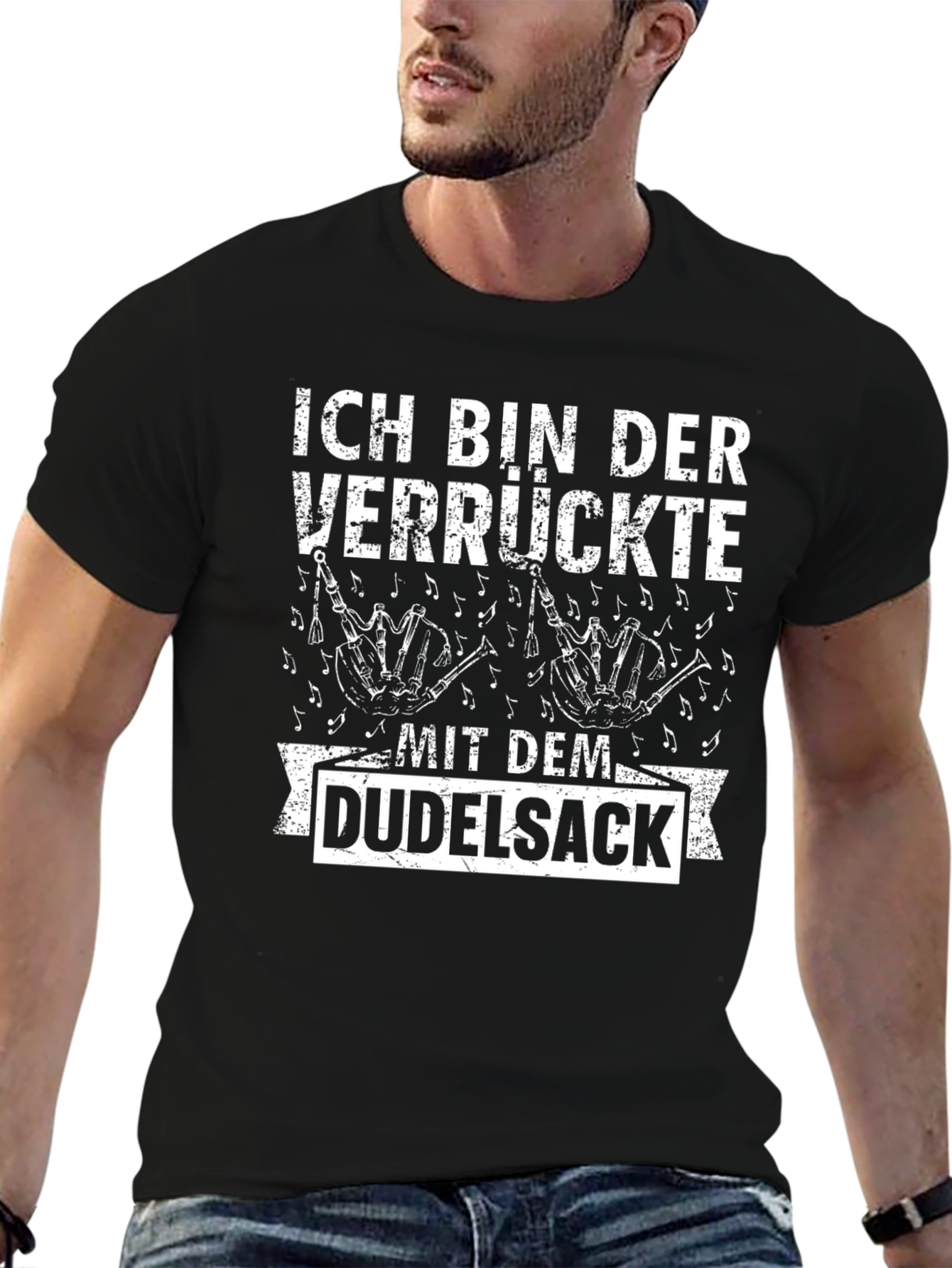 Black Funny Bagpipe T-Shirt - Ich Bin Der Verrückte view 6