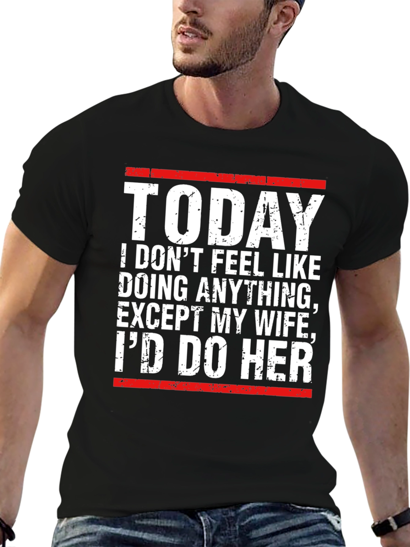 Black Funny Graphic T-Shirt - Today I'd Do Her view 6