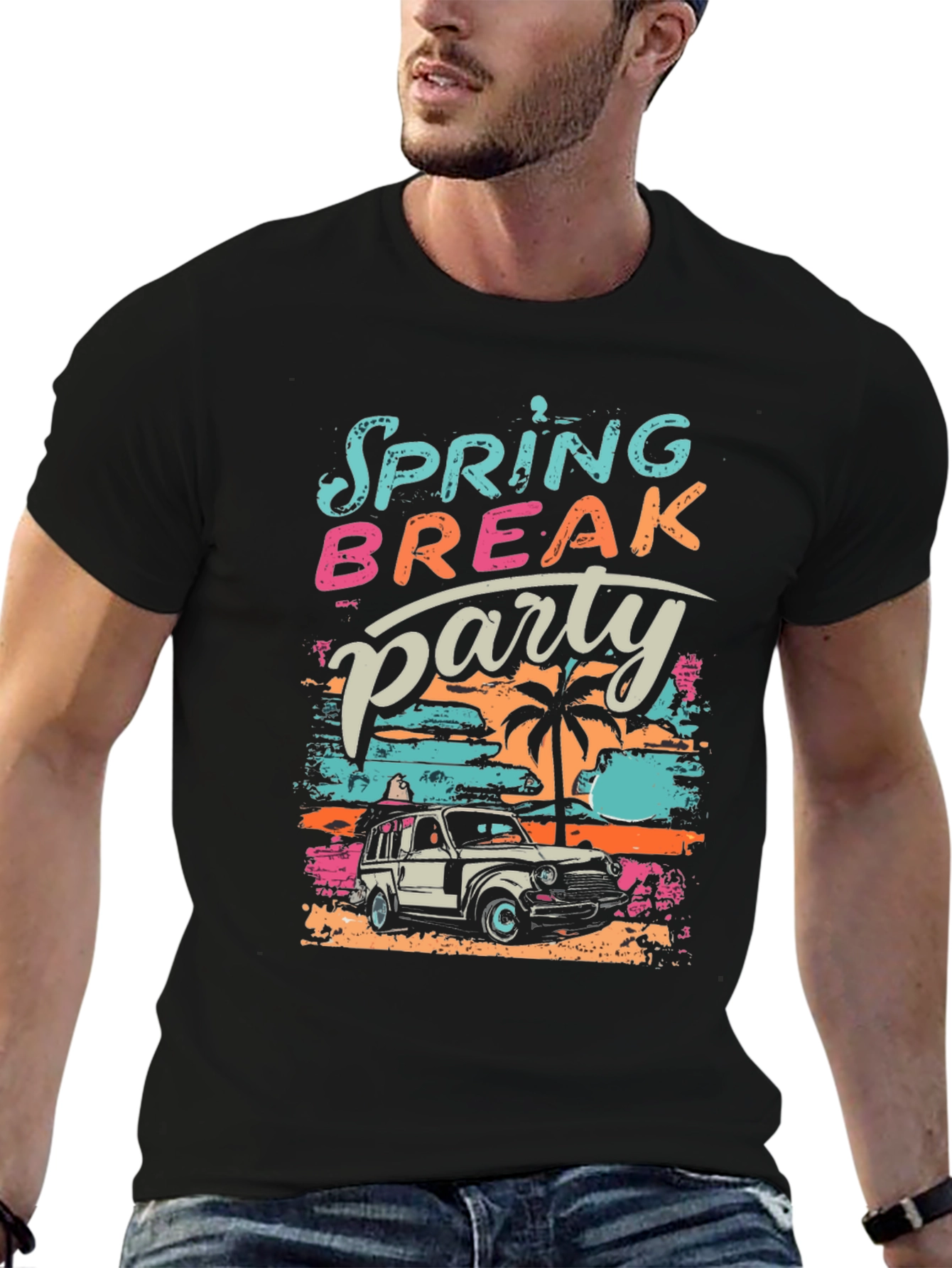 Black Spring Break Party Graphic T-Shirt view 6