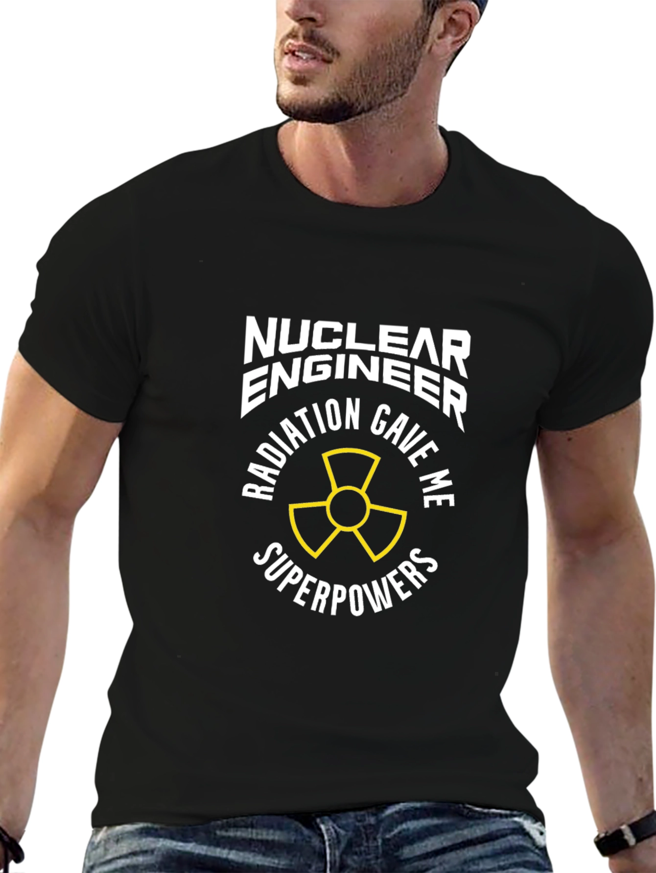 Black Nuclear Engineer Radiation Superpowers T-Shirt view 6