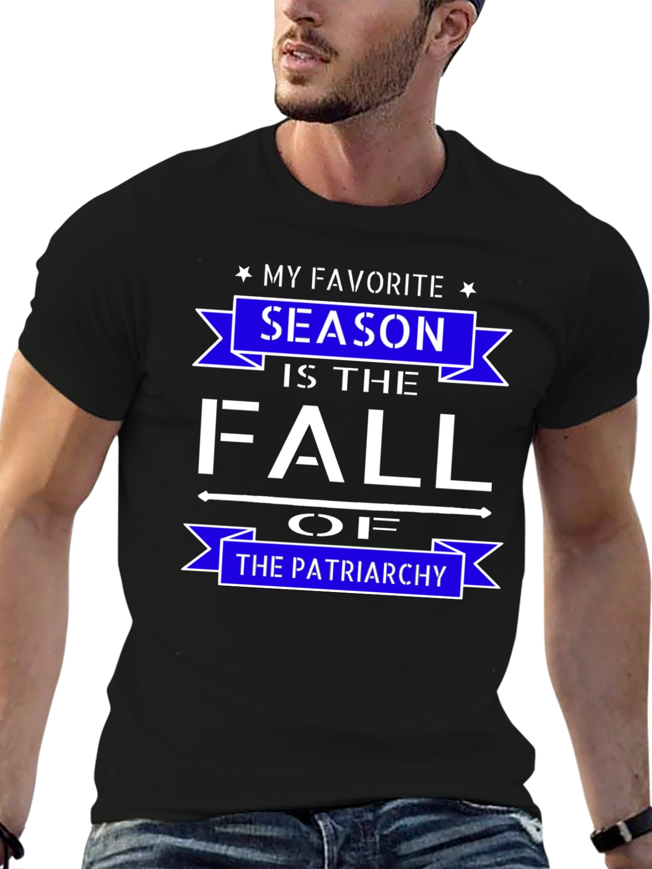 Black My Favorite Season is the Fall of the Patriarchy T-Shirt view 6