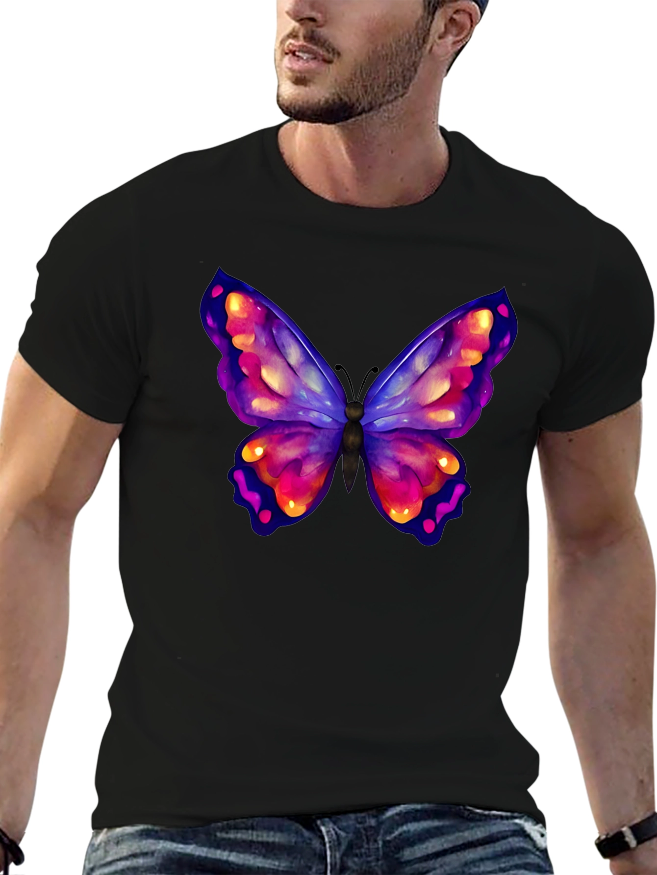 Black Butterfly Graphic Black T-Shirt view 6