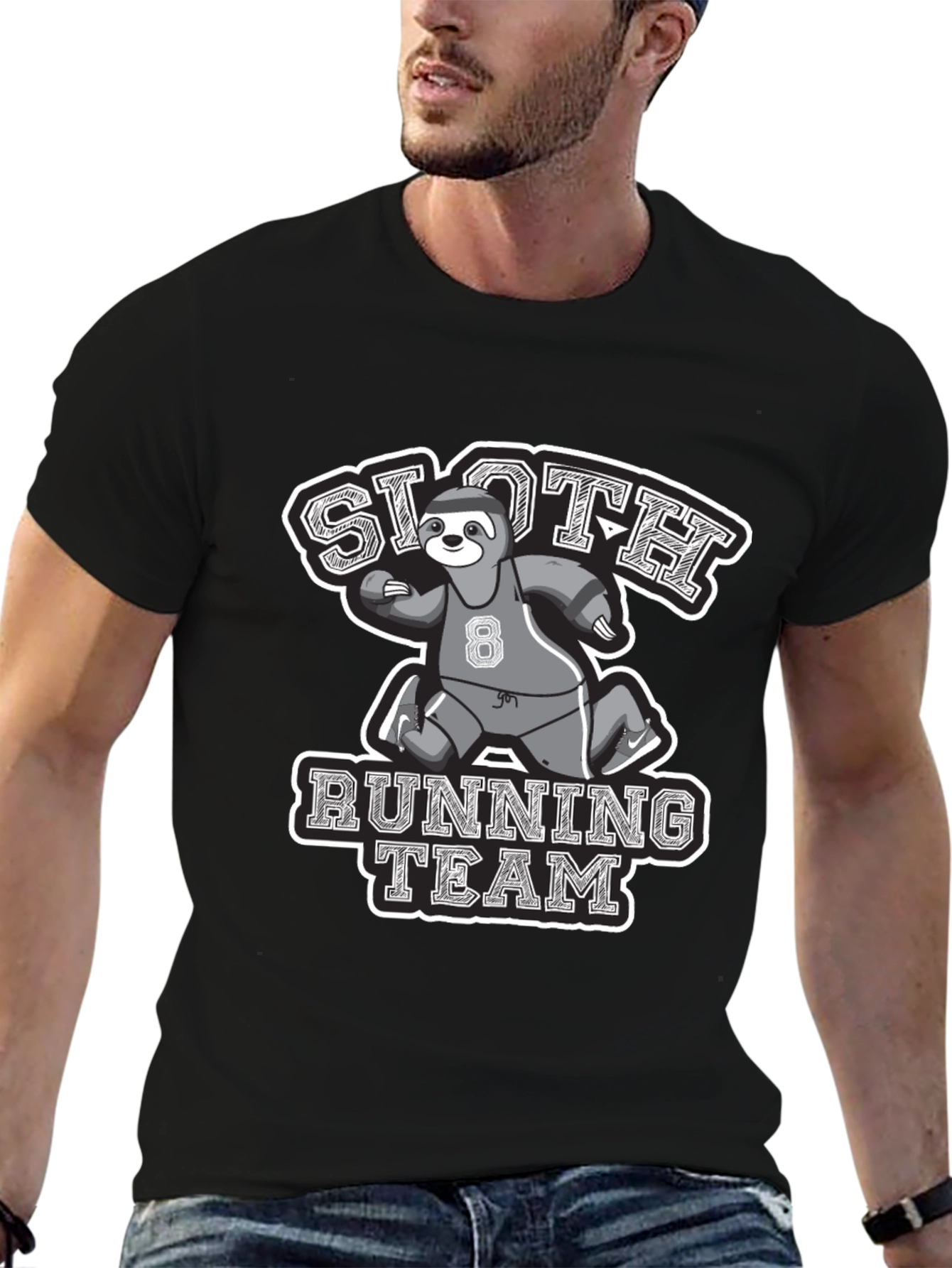 Black Sloth Running Team Graphic Tee view 6
