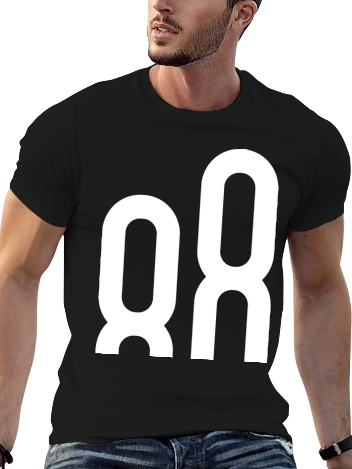 Black Modern White Graphic Tee view 6