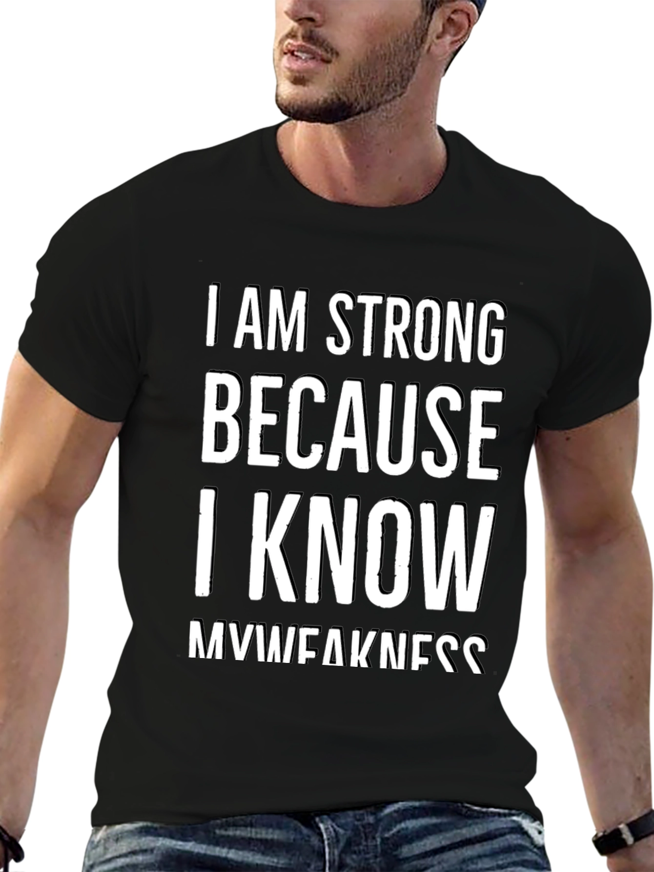 Black I Am Strong Men's Graphic T-Shirt view 6