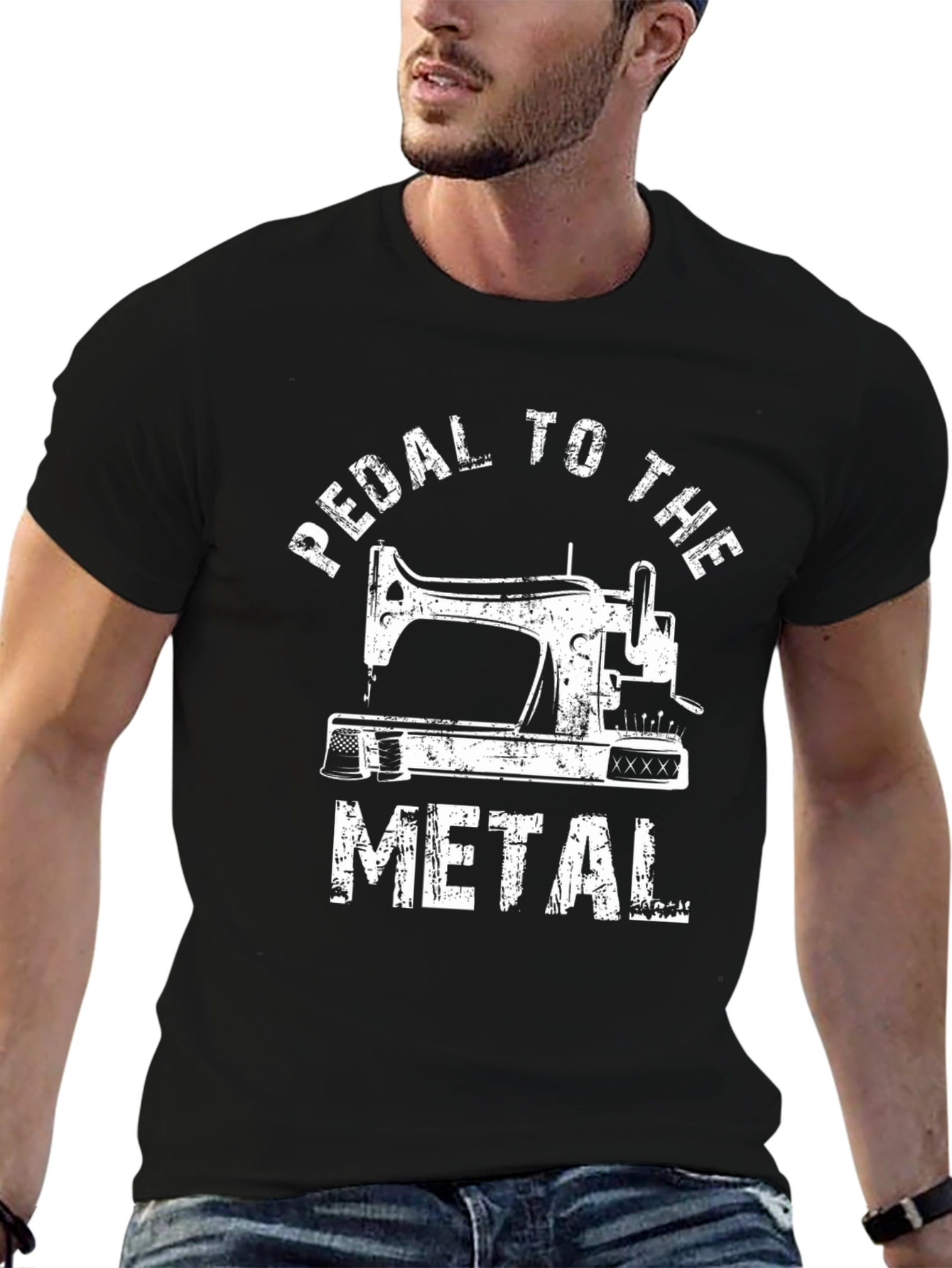Black Pedal to the Metal Sewing Machine T-Shirt view 6