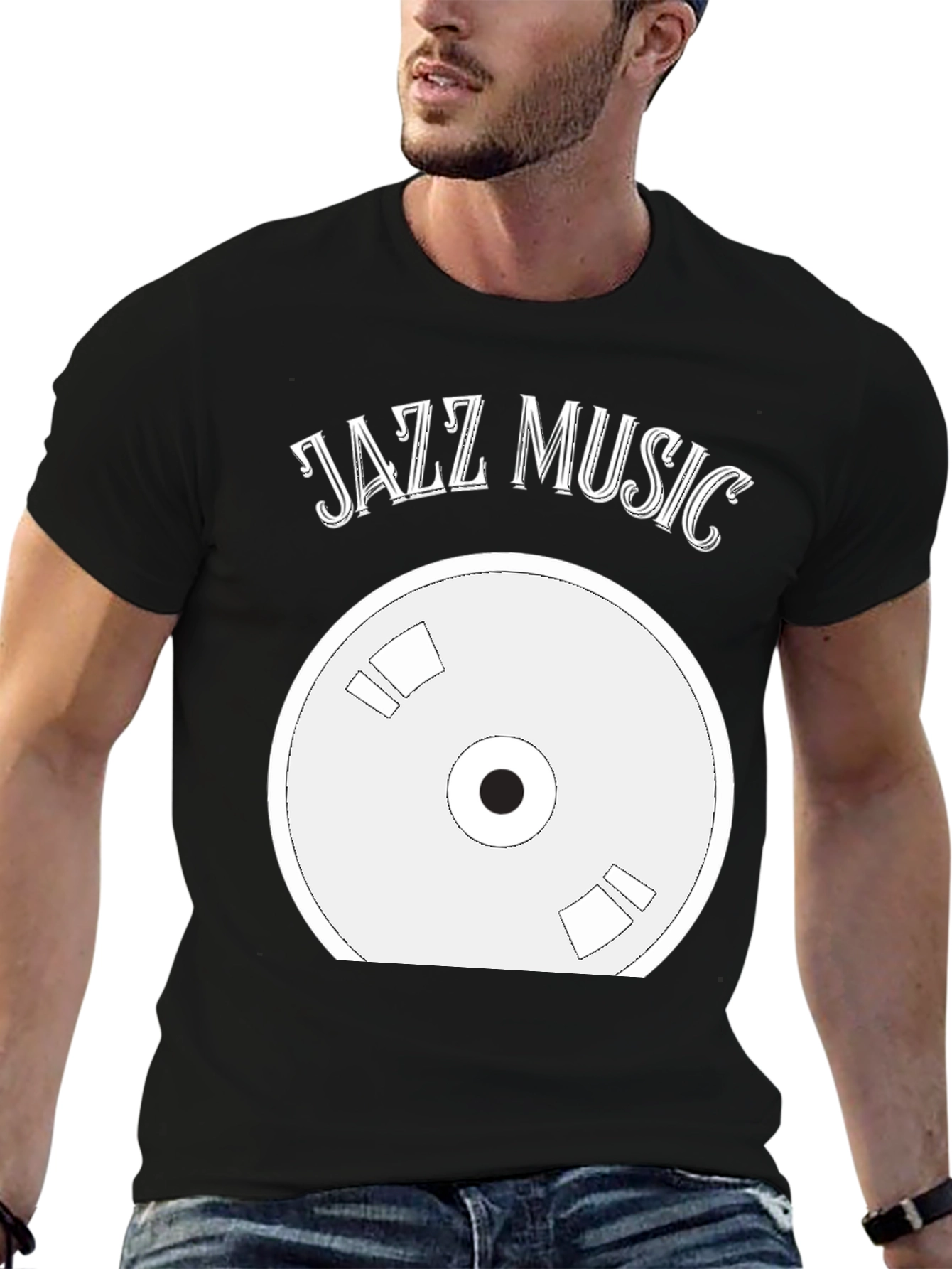 Black Jazz Music Record T-Shirt - Cool Music Lover Tee view 6