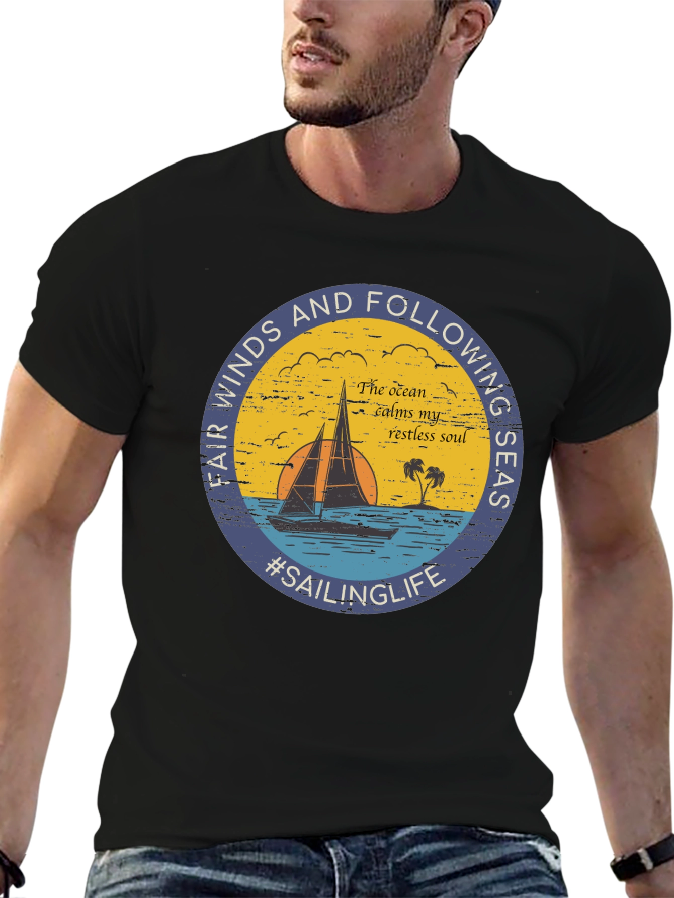 Black Sailing Life Graphic Tee - Fair Winds & Following Seas view 6