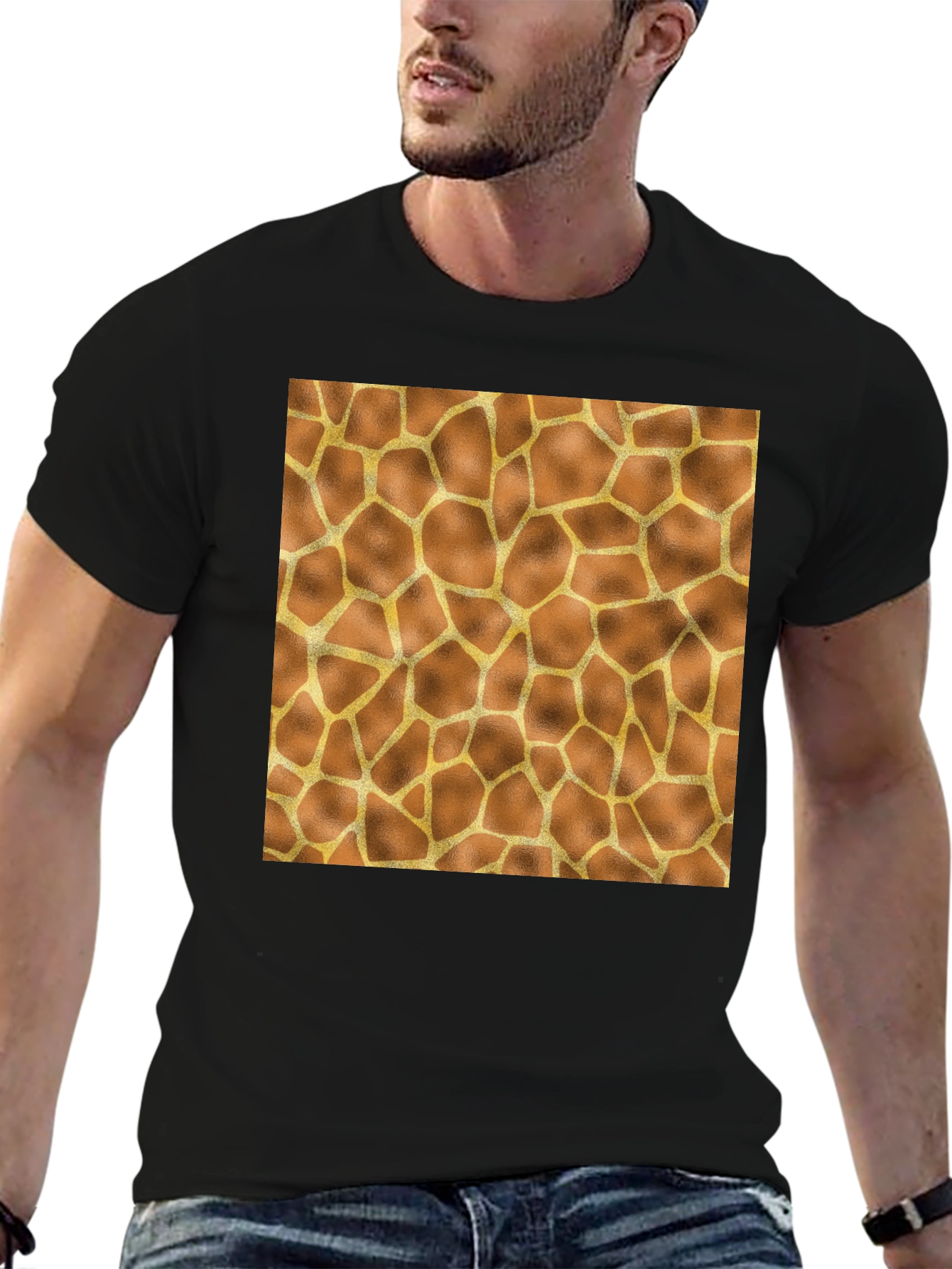 Black Giraffe Print Tee - Stylish Animal Pattern T-Shirt view 6