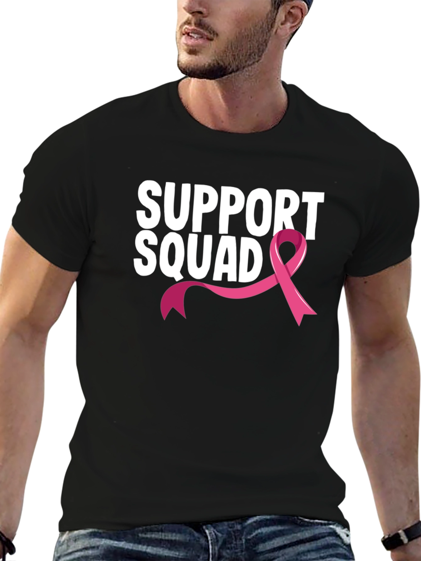 Black Support Squad Breast Cancer Awareness T-Shirt view 6