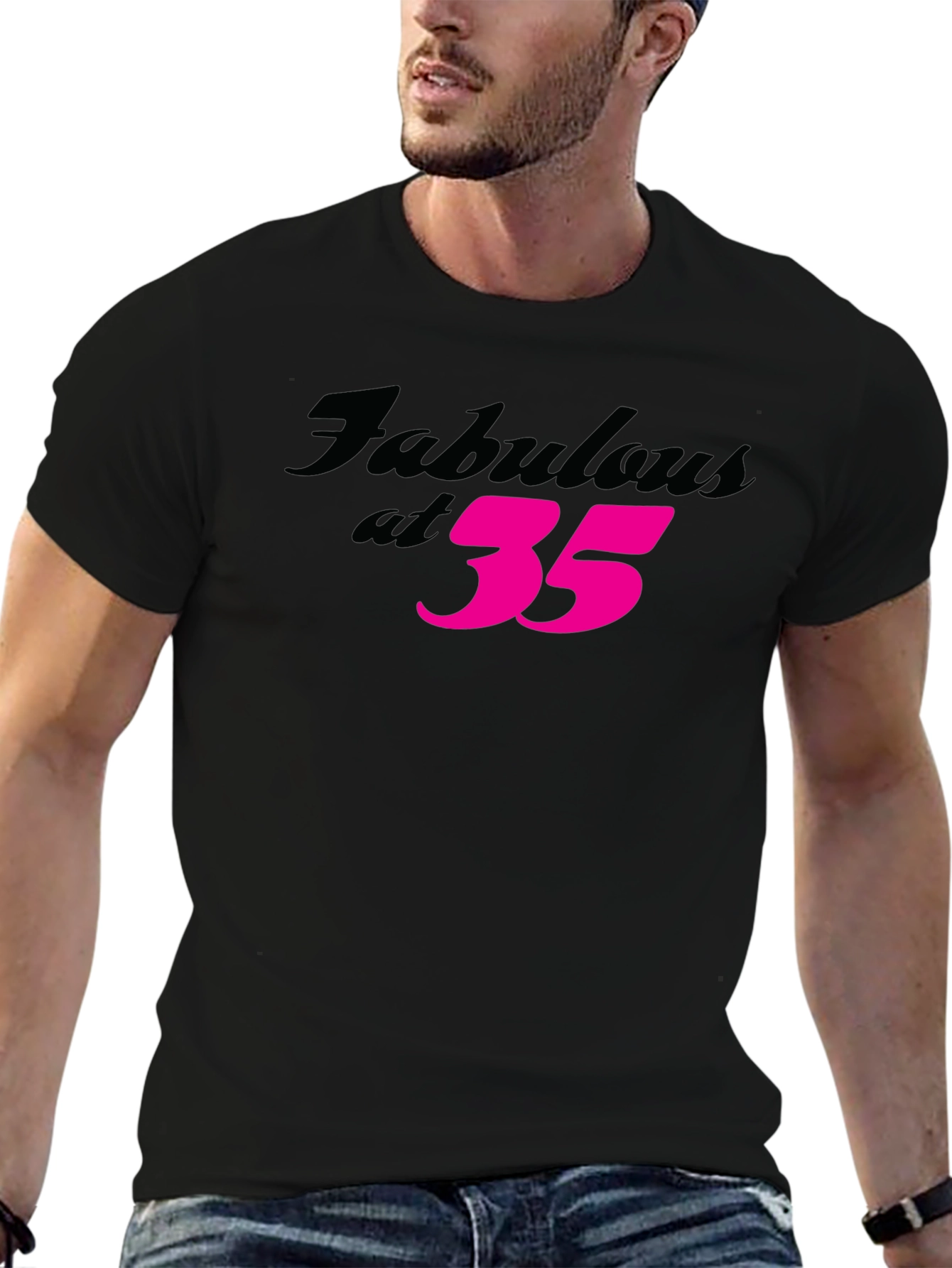 Black Fabulous at 35 Birthday T-Shirt view 6