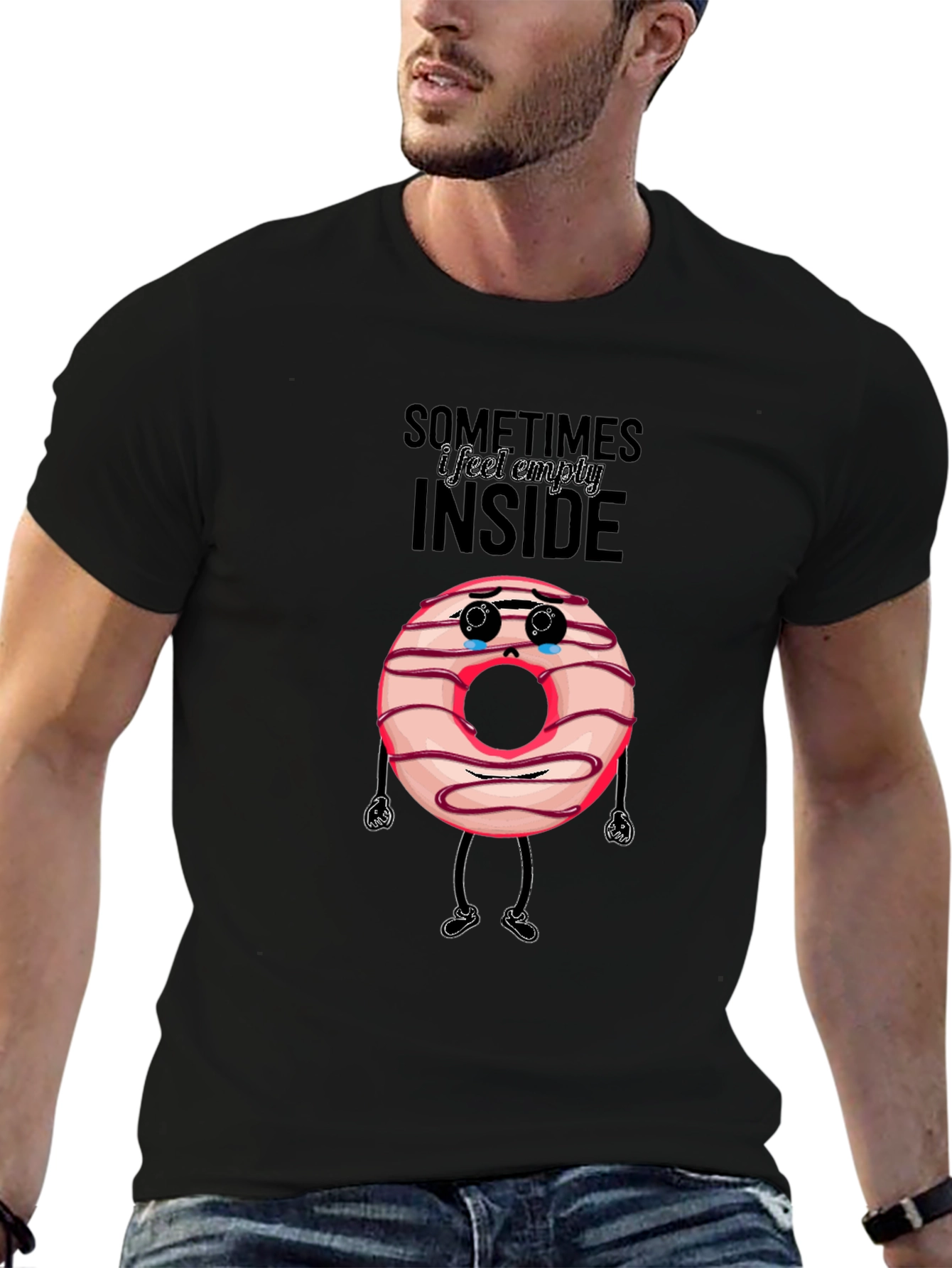 Black Sad Donut T-Shirt: Sometimes I Feel Empty Inside view 6