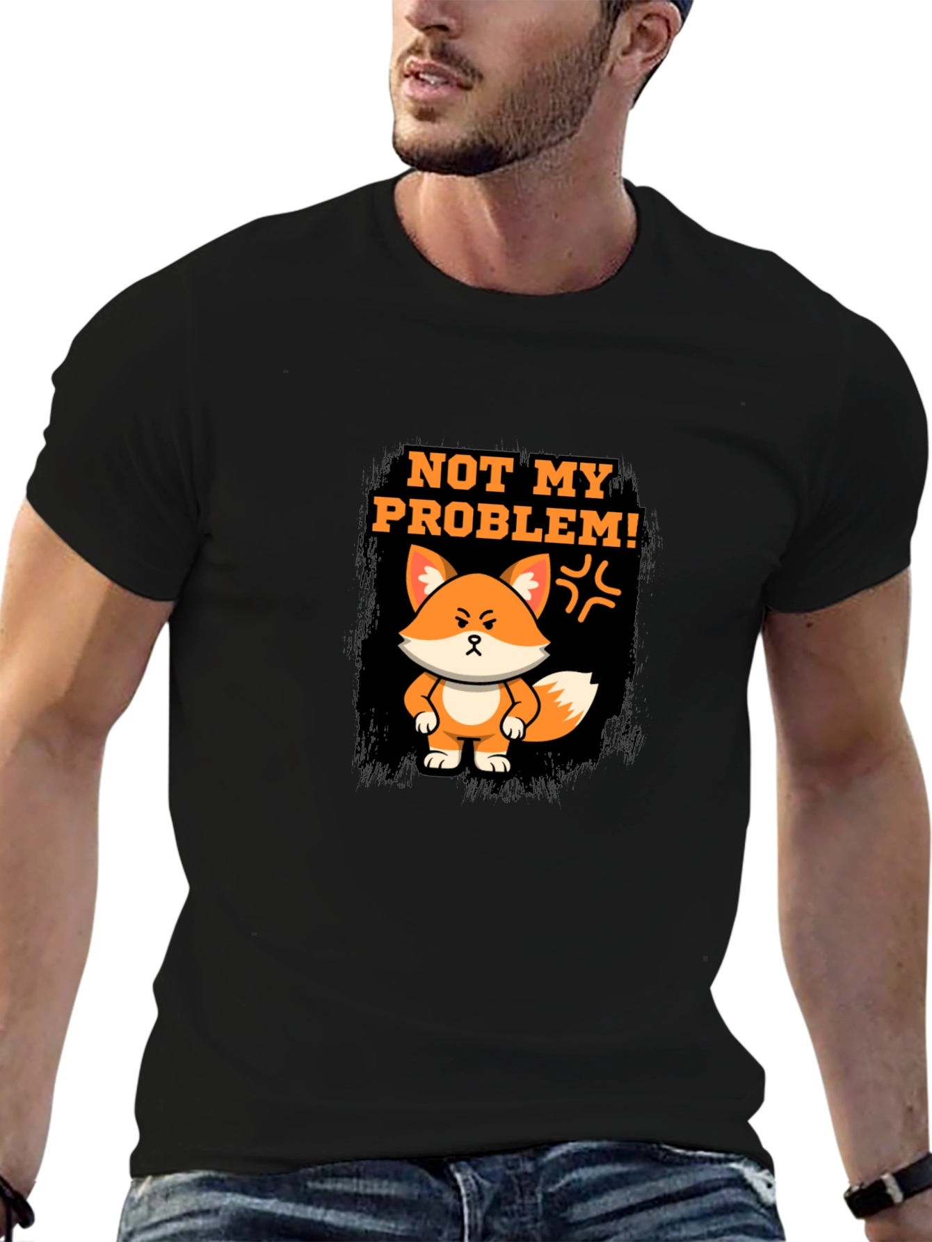 Black Not My Problem Fox Graphic T-Shirt view 6
