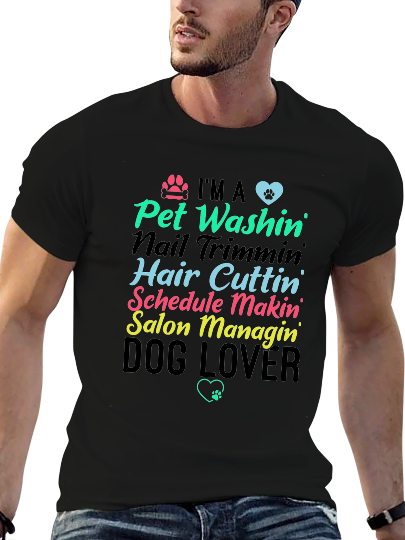 Black Pet Groomer Graphic T-Shirt view 6