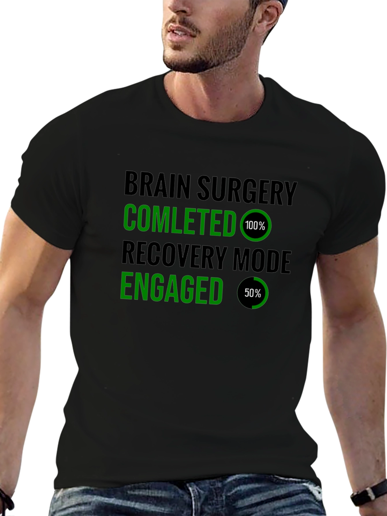 Black Brain Surgery Recovery Mode T-Shirt Funny view 6