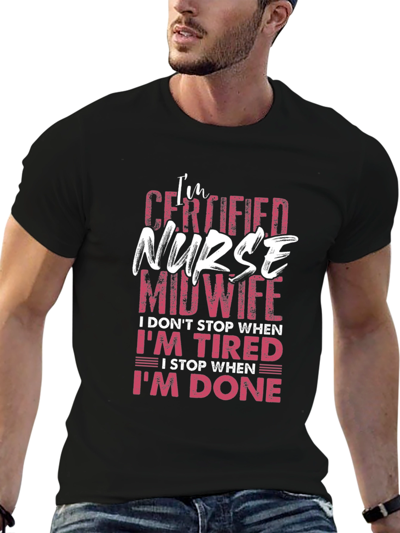 Black Certified Nurse Midwife Graphic T-Shirt view 6