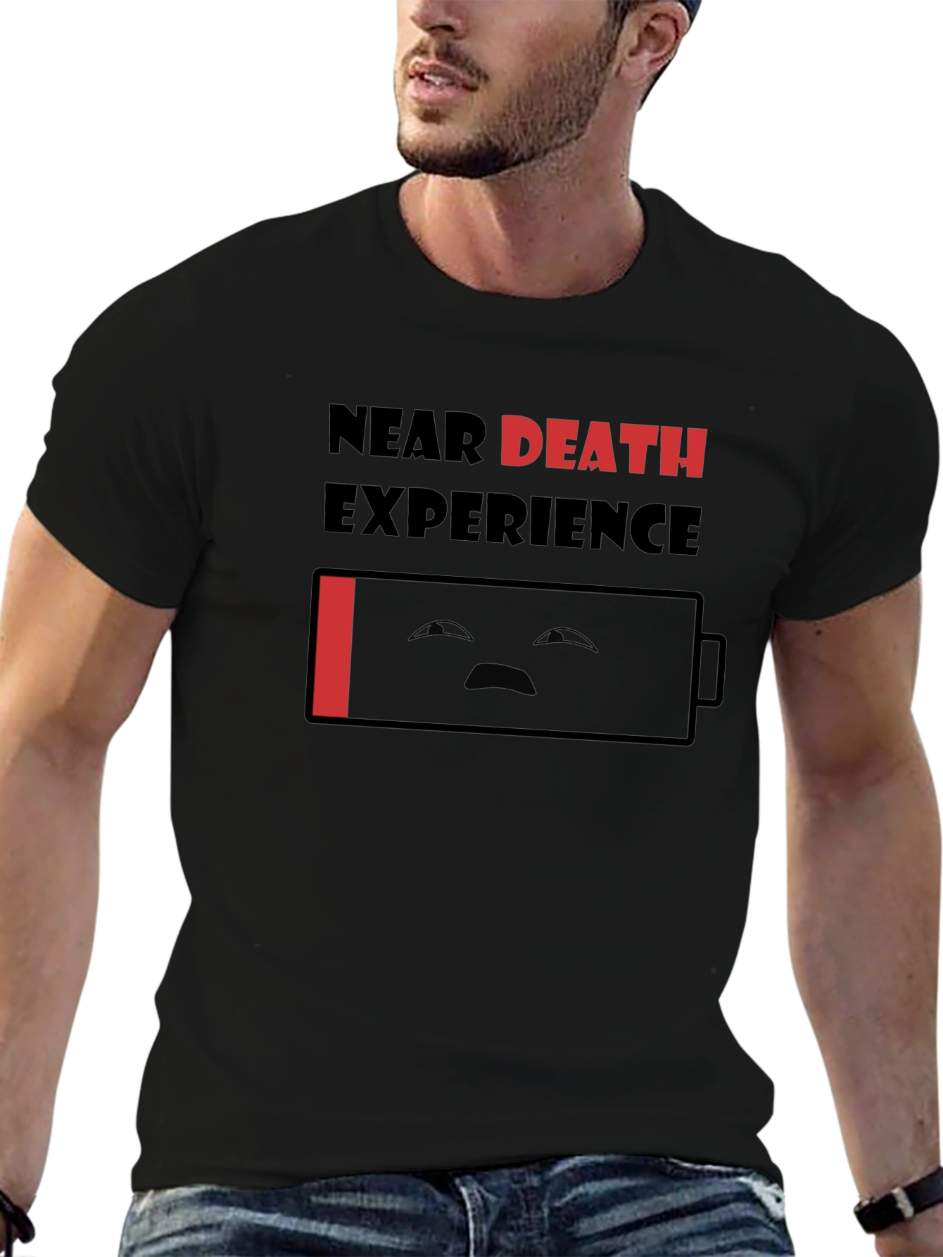 Black Near Death Experience Funny Graphic T-Shirt view 6