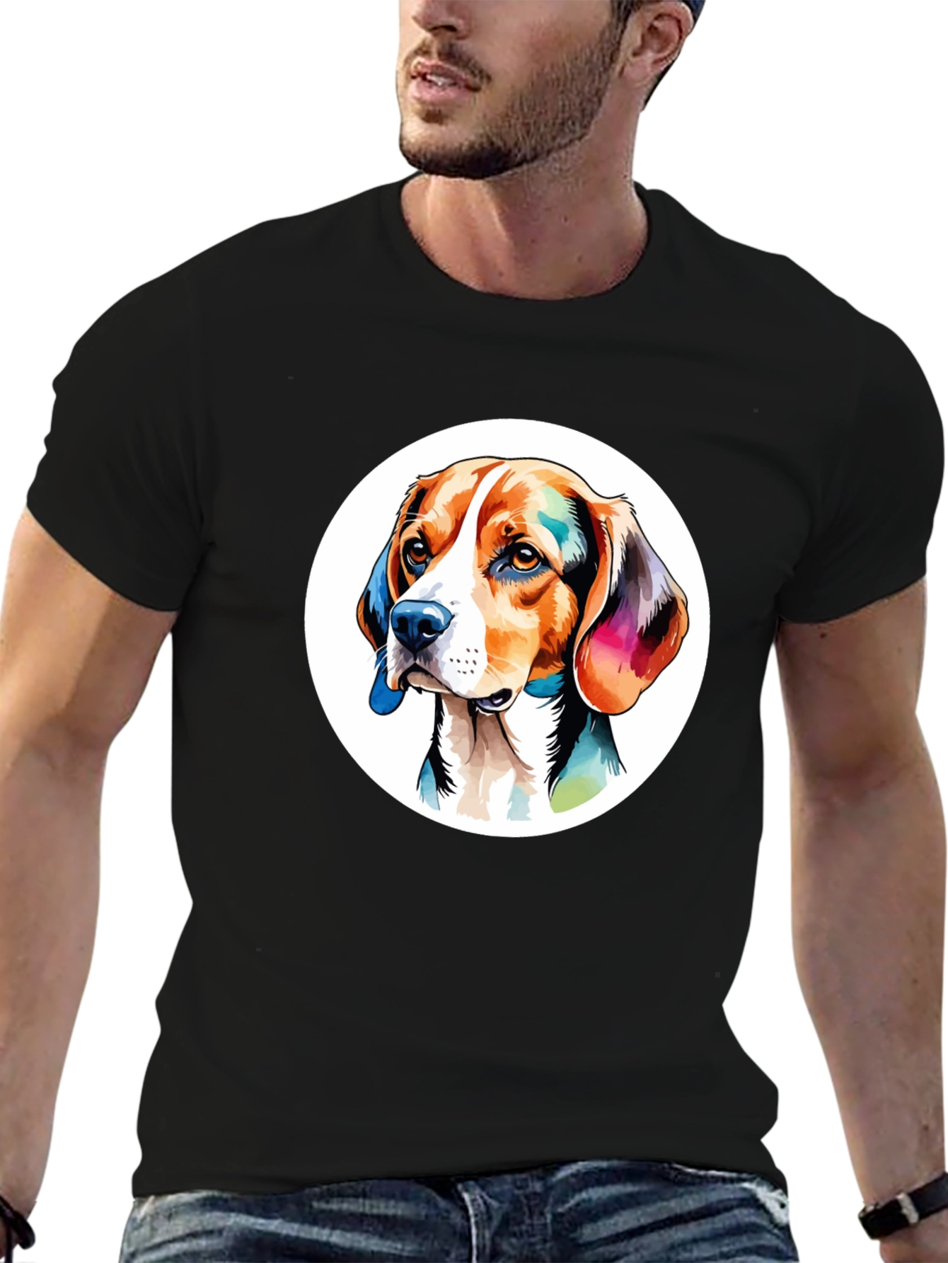 Black Dog Art Graphic Black T-Shirt view 6