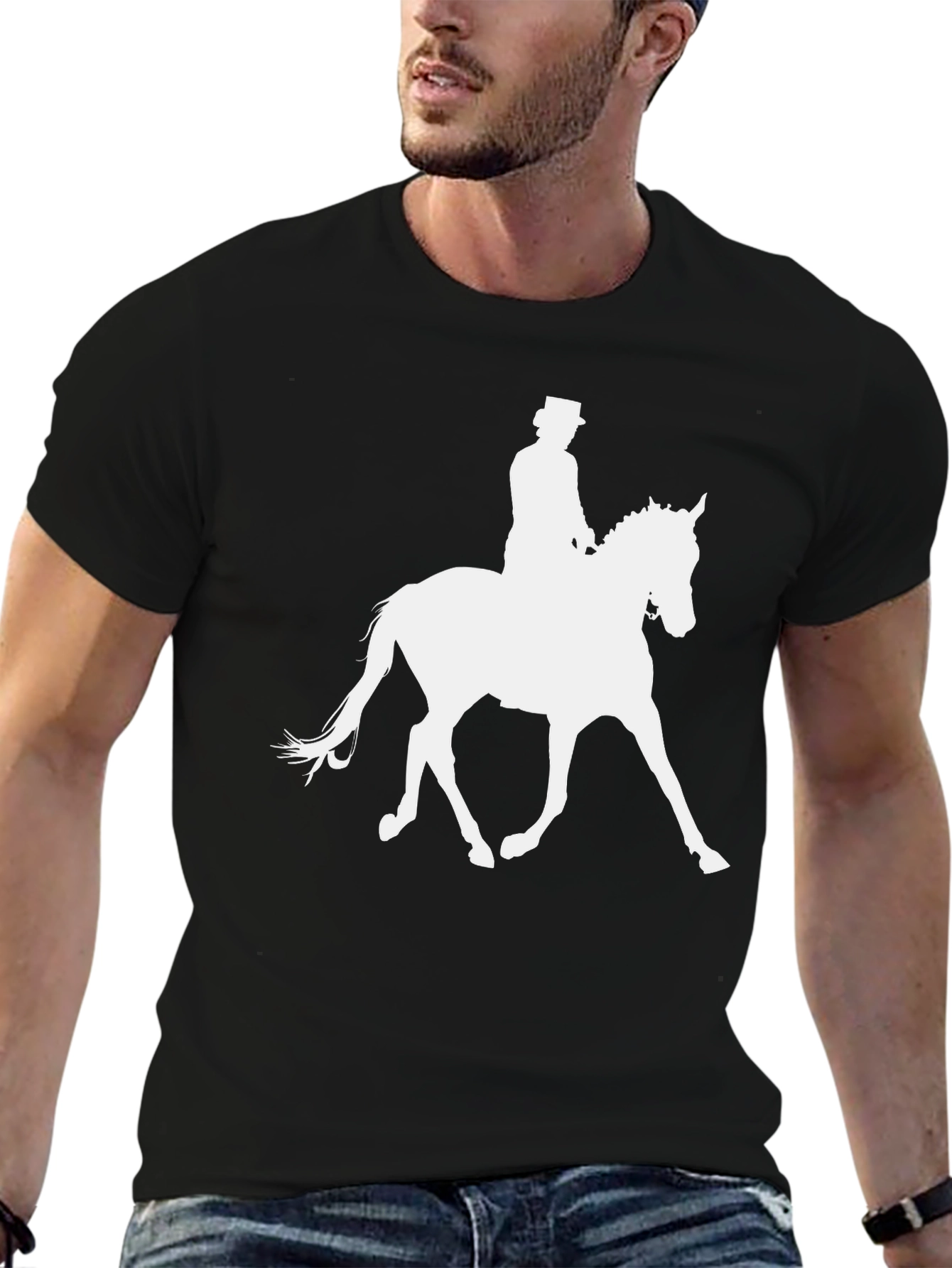 Black Equestrian T-Shirt - Horse Riding Silhouette Tee view 6
