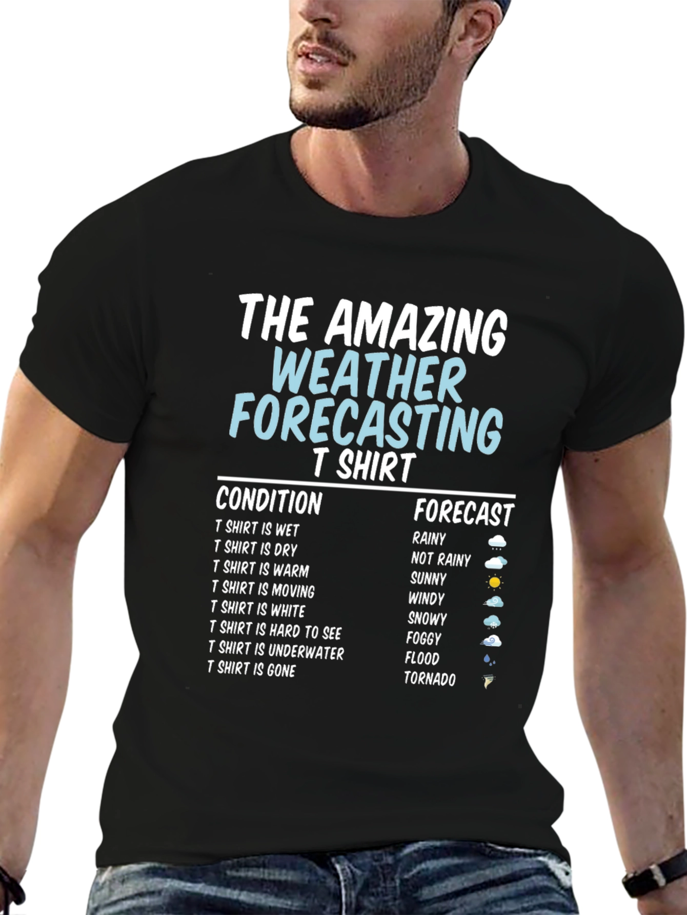 Black Amazing Weather Forecasting T-Shirt - Funny Gift view 6