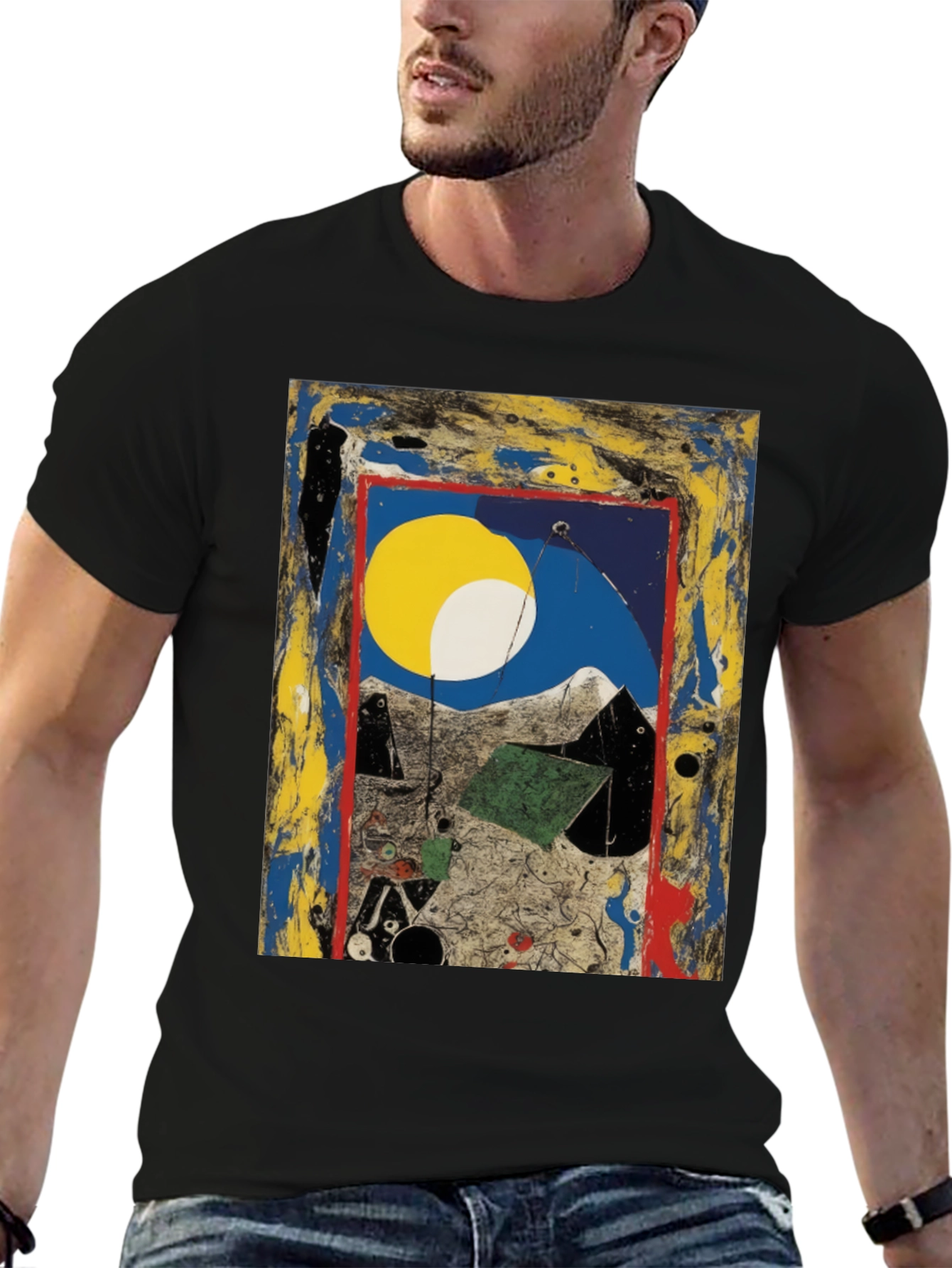 Black Abstract Art Print Tee - Modern Artistic Fashion view 6