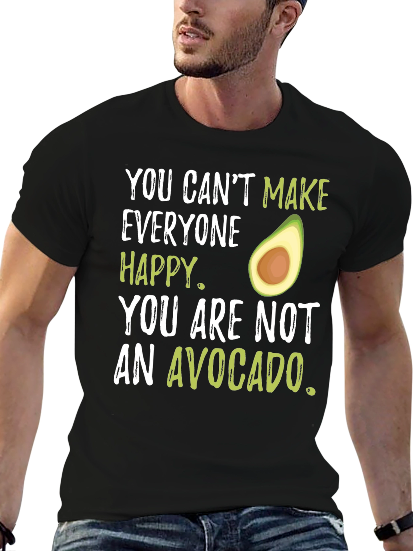 Black Funny Avocado Graphic T-Shirt - You Can't Make Everyone Happy view 6