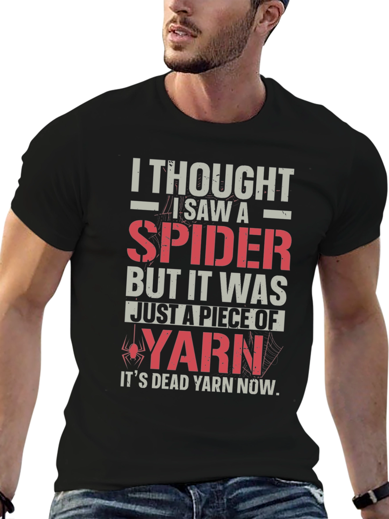 Black Funny Spider Yarn T-Shirt - Dead Yarn Now! view 6