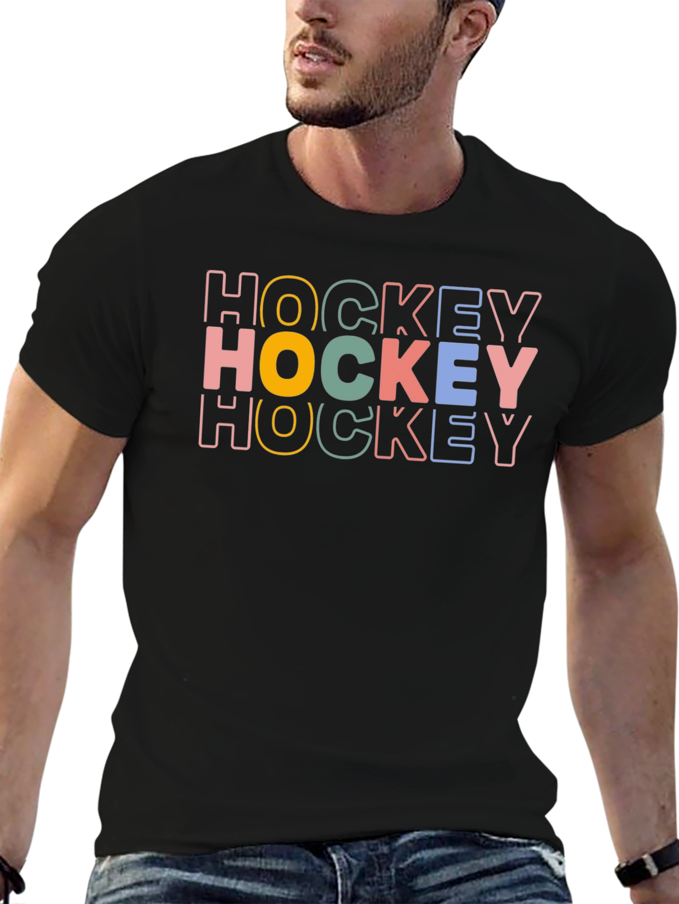 Black Retro Hockey T-Shirt - Stylish Sportswear view 6
