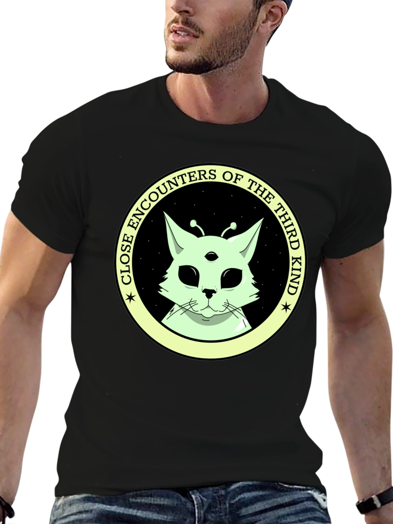 Black Alien Cat T-Shirt: Close Encounters of the Third Kind view 6