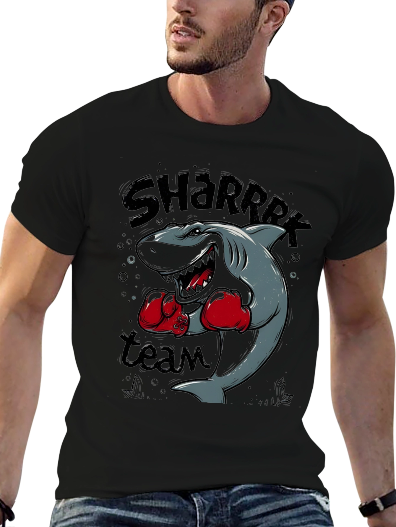 Black Shark Boxing Team Graphic Black T-Shirt view 6